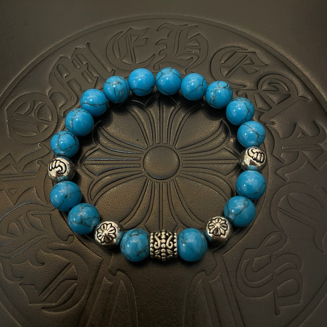 Chrome Hearts 925S Silver - Accented Turquoise Bead Bracelet CH - SATBB378