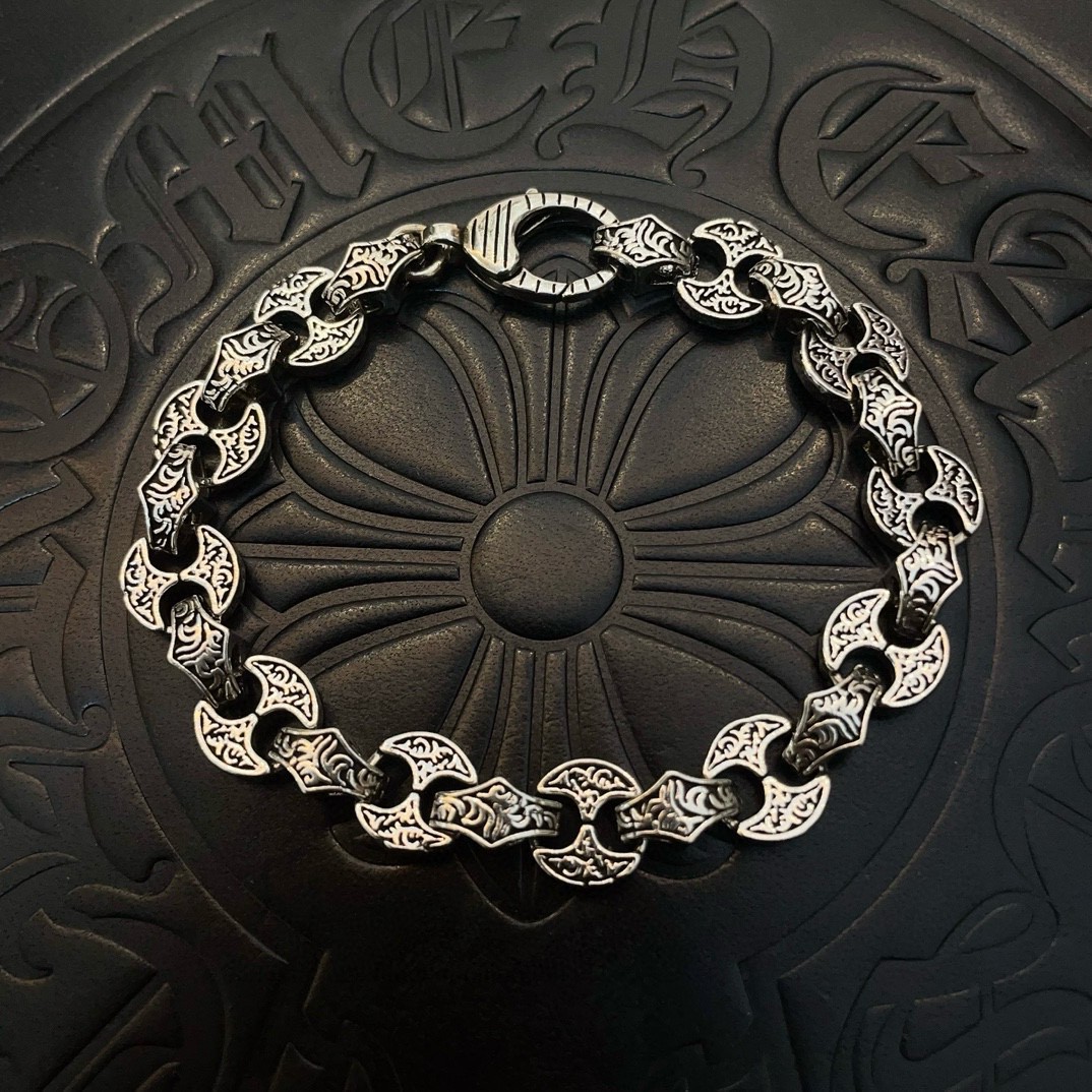 Chrome Hearts 925S Silver Engraved Link Bracelet CH - SE LB354