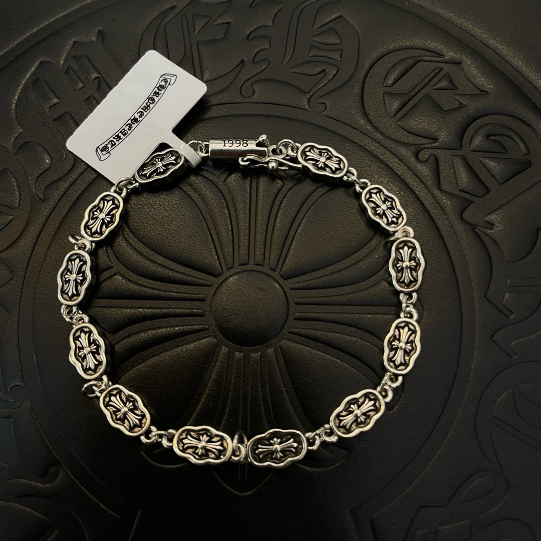 Chrome Hearts 925S Silver Cross - Motif Link Bracelet CH - SCM LB347