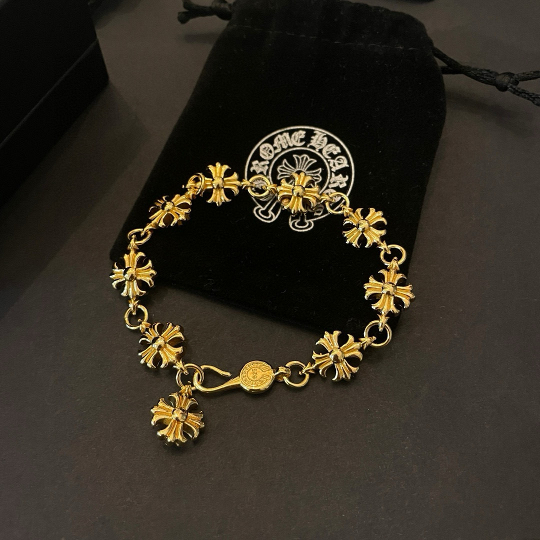 Chrome Hearts Gold - Plated Cross - Motif Bracelet CH - GPCMB342