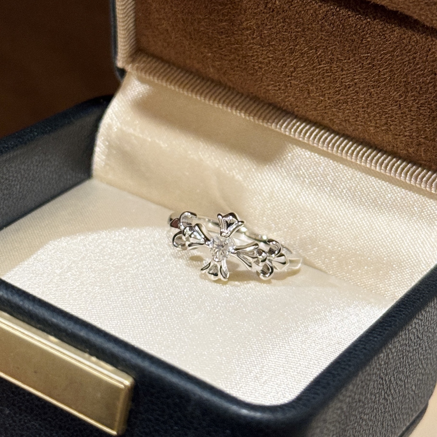 Chrome Hearts 925S Silver Cross - Diamond Ring CH - SCDR330