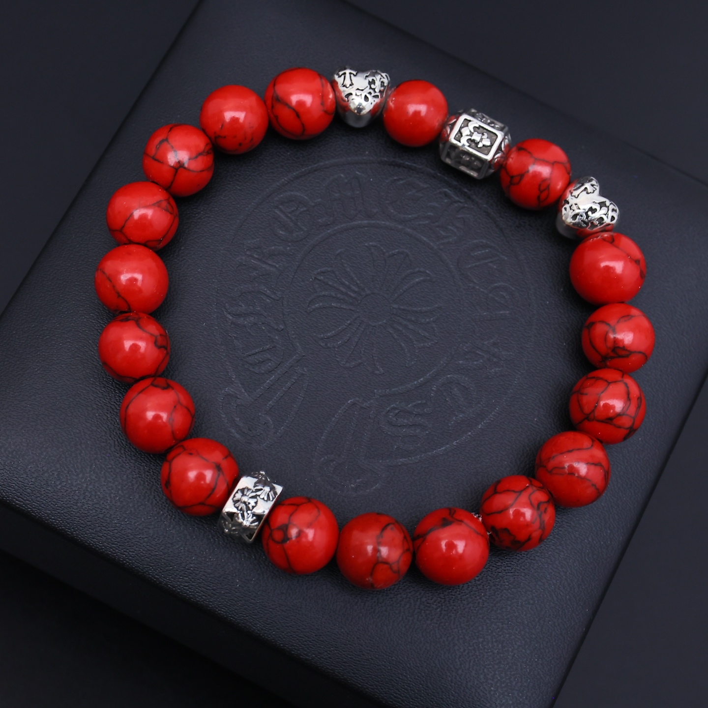 Chrome Hearts Gemstone Beaded Bracelet Set with Metal Accents CH - GBBSMA276