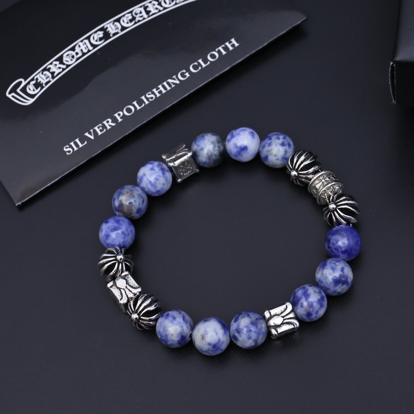 Chrome Hearts Gemstone Beaded Bracelet Set with Metal Accents CH - GBBSMA272