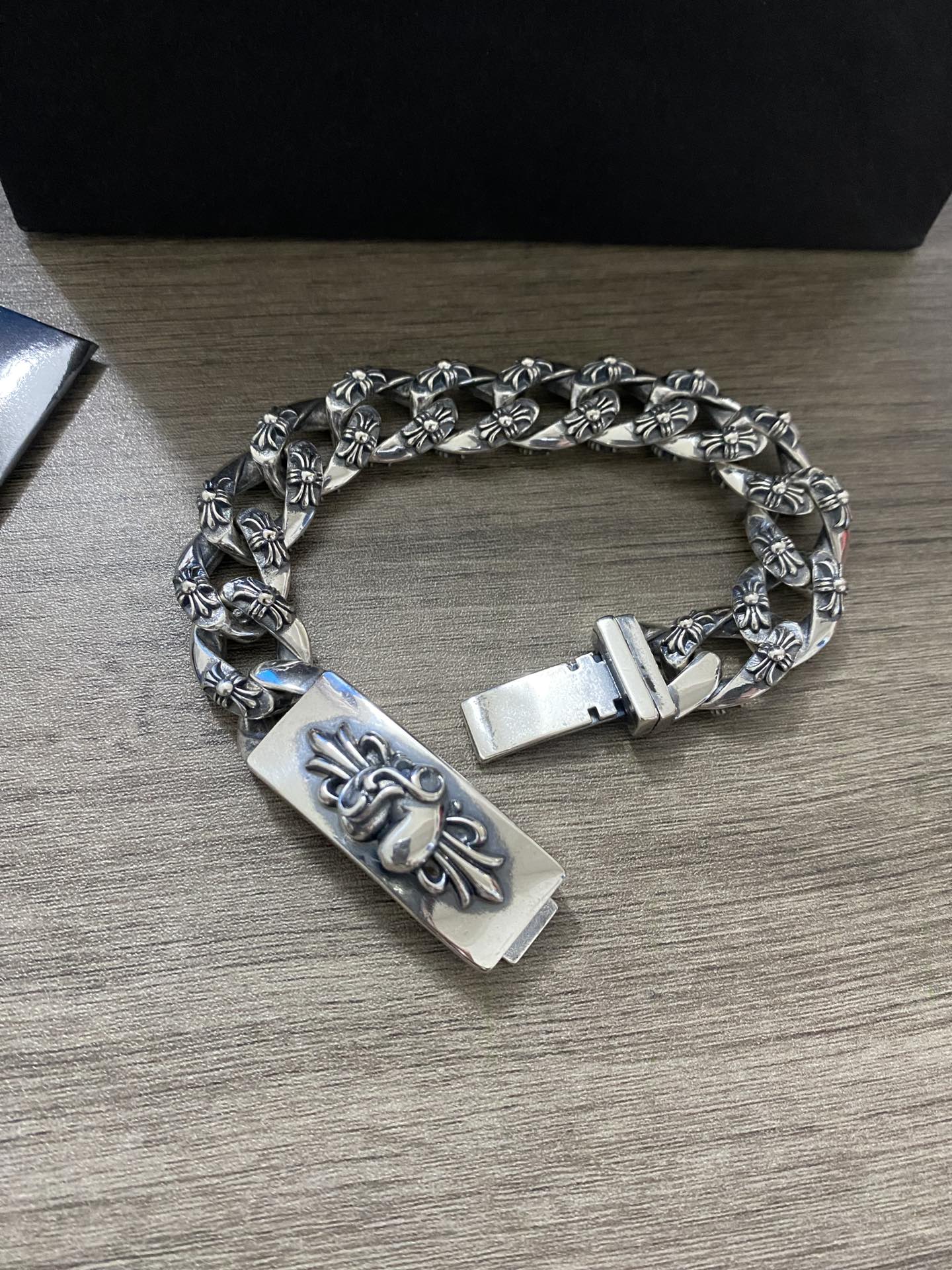 Chrome Hearts Engraved Chain Bracelet - Silver - Tone Metal CH - ECBS268