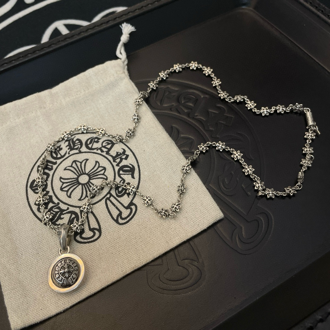 Chrome Hearts Floral - Patterned Chain & Medallion Pendant Necklace CH - FCPMN246