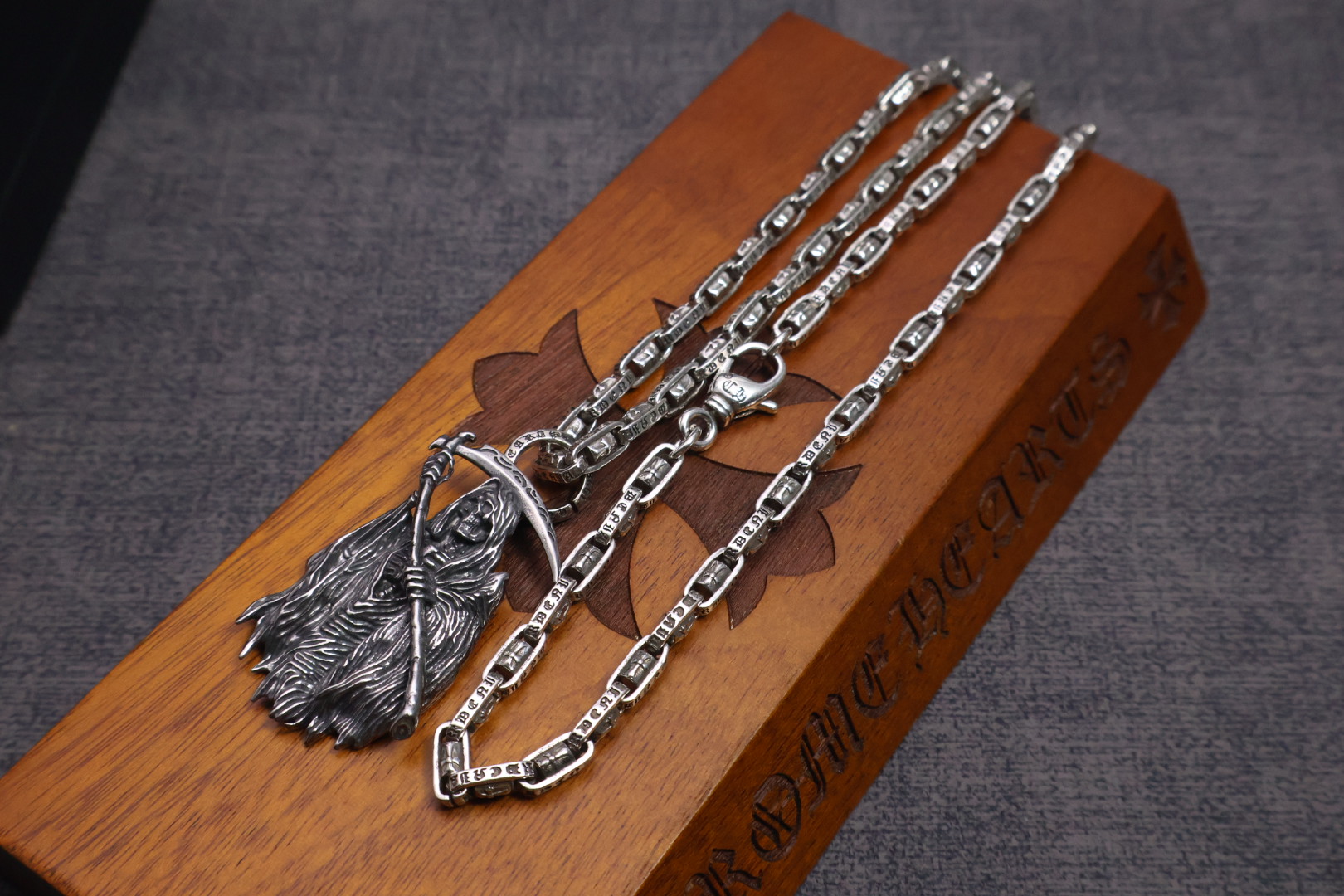 Chrome Hearts Grim Reaper Pendant Necklace - 925S Silver Chain CH - GRPN227