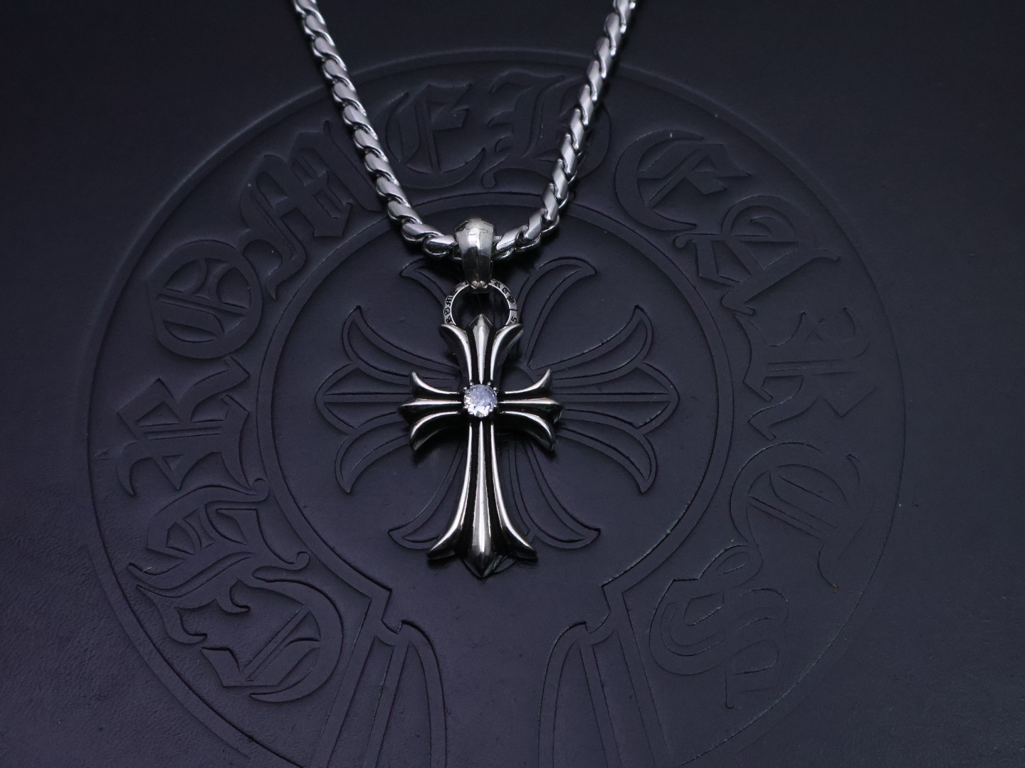 Chrome Hearts Diamond - Inlaid Cross Pendant Necklace - 925S Silver Chain CH - DICPN176