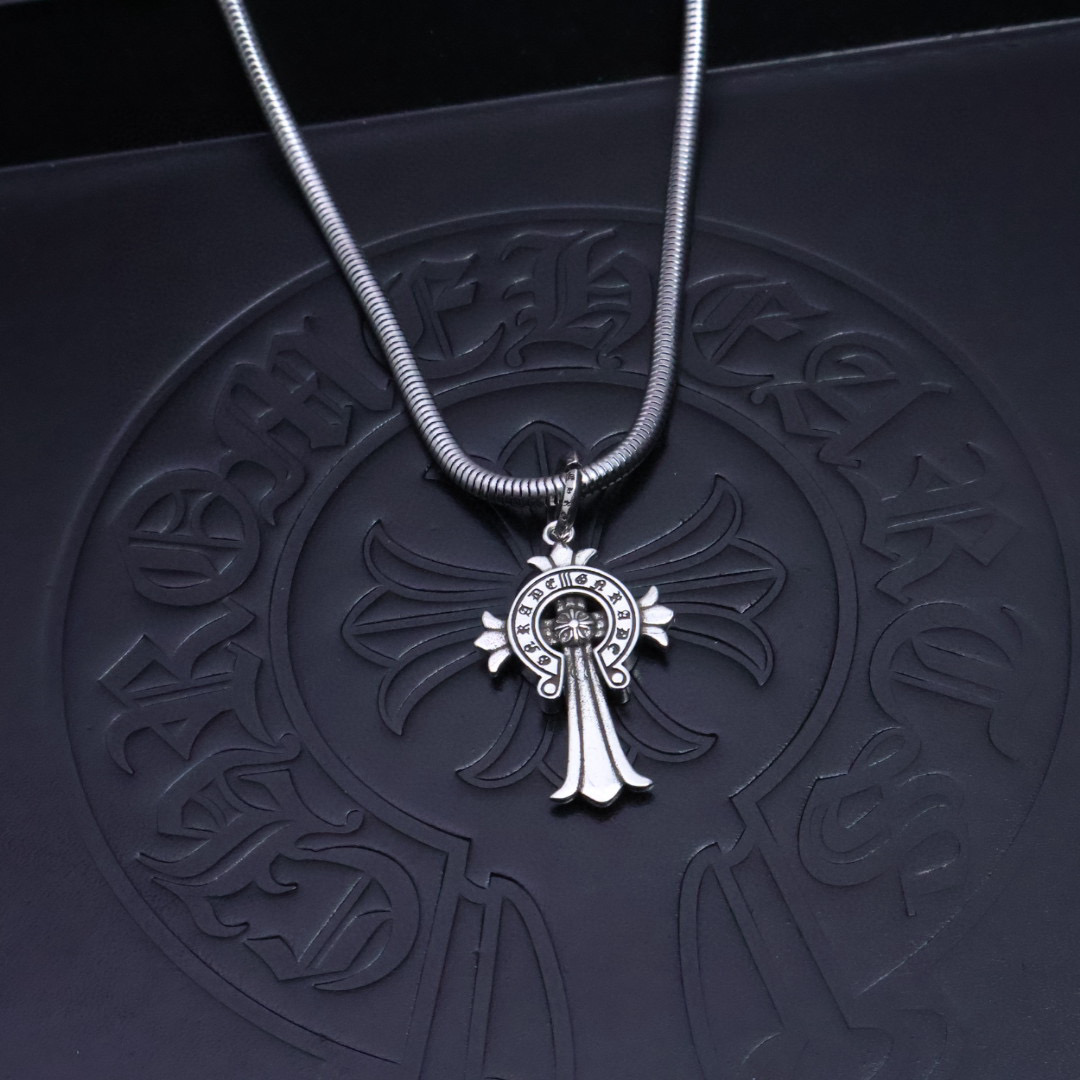 Chrome Hearts Ornate Cross Pendant Necklace - 925S Silver Snake - Chain Jewelry CH - OCP42