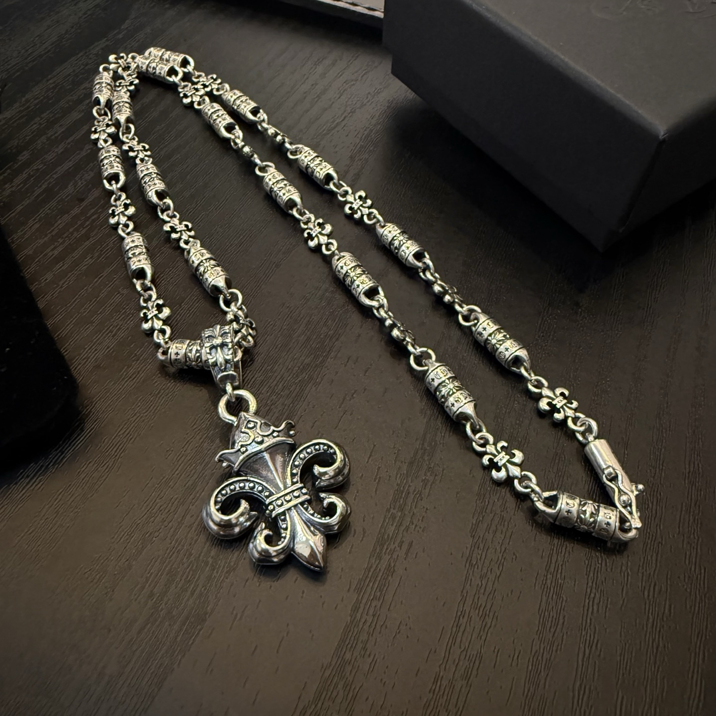 Chrome Hearts Fleur - de - Lis Pendant Necklace - 925 Silver Gothic Chain Jewelry