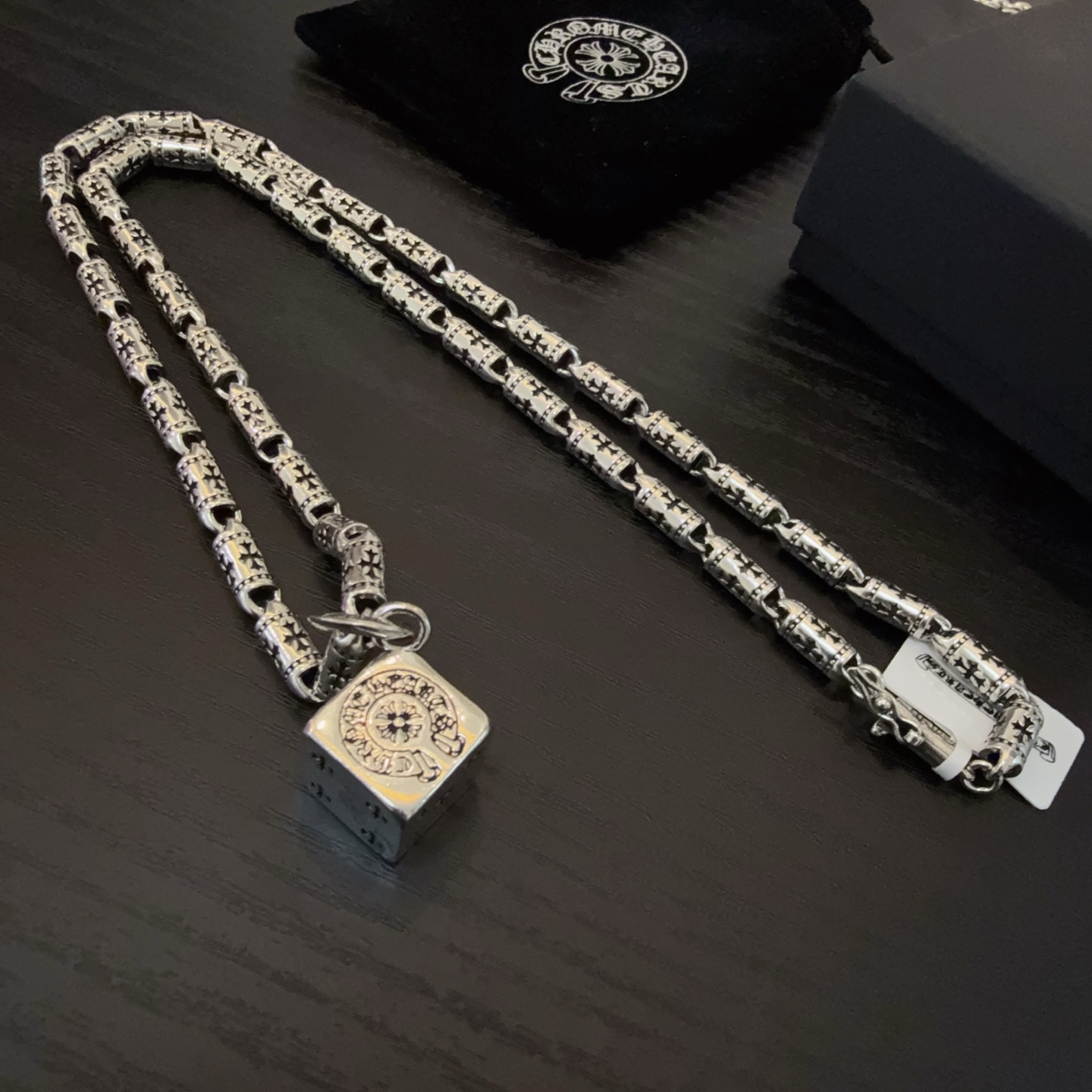 Chrome Hearts Dice Pendant Necklace - 925 Silver Gothic Chain Jewelry