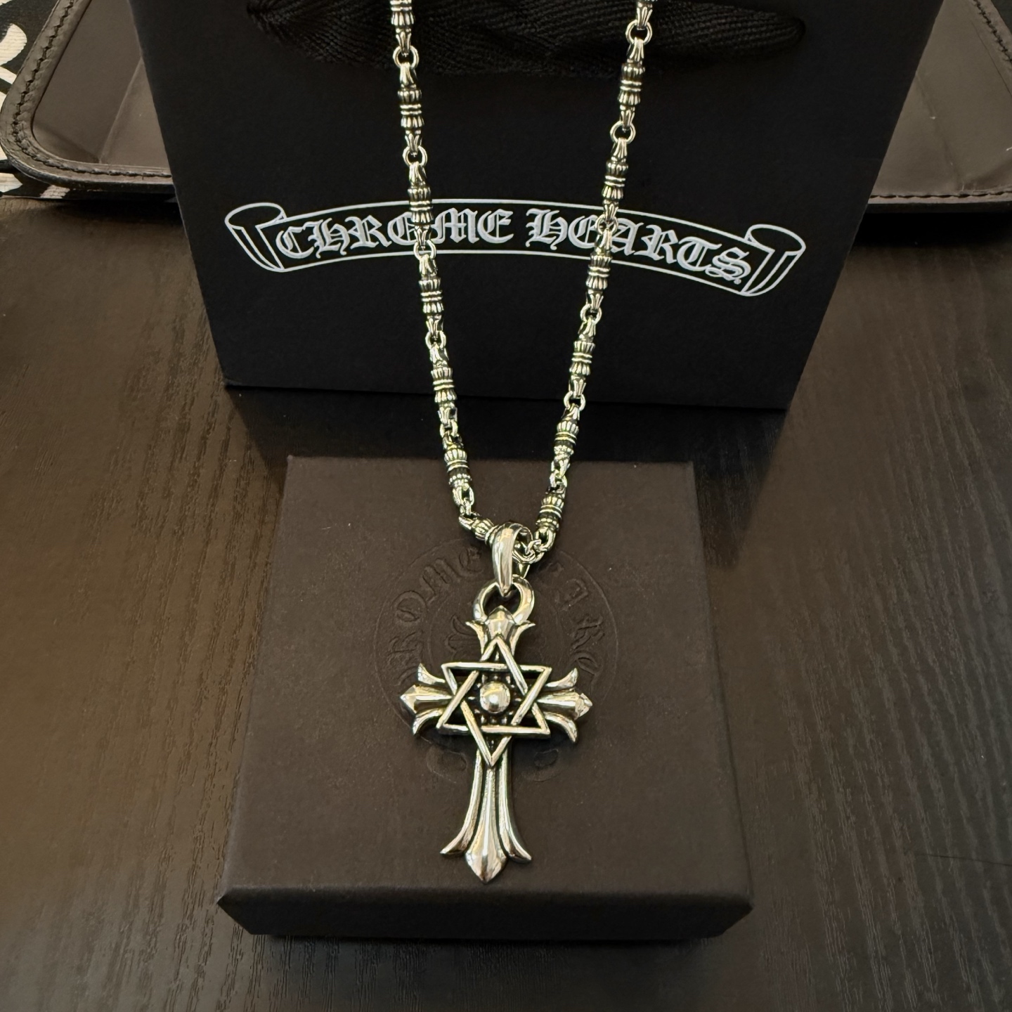 Chrome Hearts Star - Cross Pendant Necklace - 925 Silver Gothic Chain Jewelry