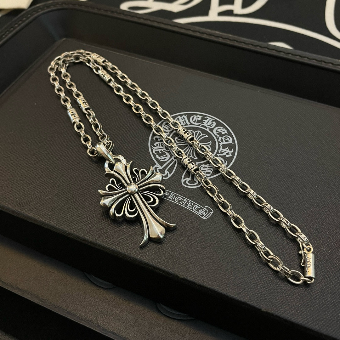 Chrome Hearts Classic Filigree Cross Pendant Necklace in 925 Sterling Silver