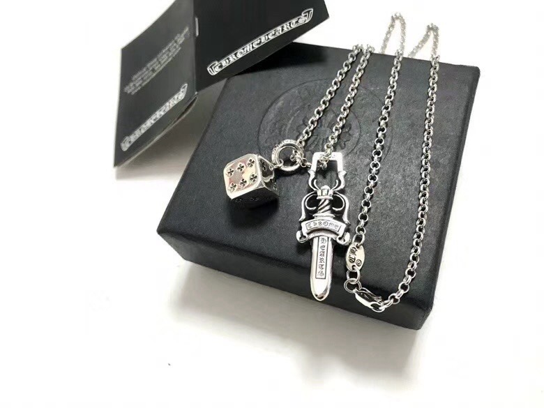 Chrome Hearts Sterling Silver Sword & Dice Dual - Pendant Necklace CH - SWD01