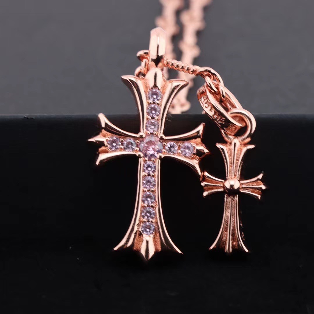 Chrome Hearts Rose Gold - Plated Dual Cross Pendant Necklace CH - RG01