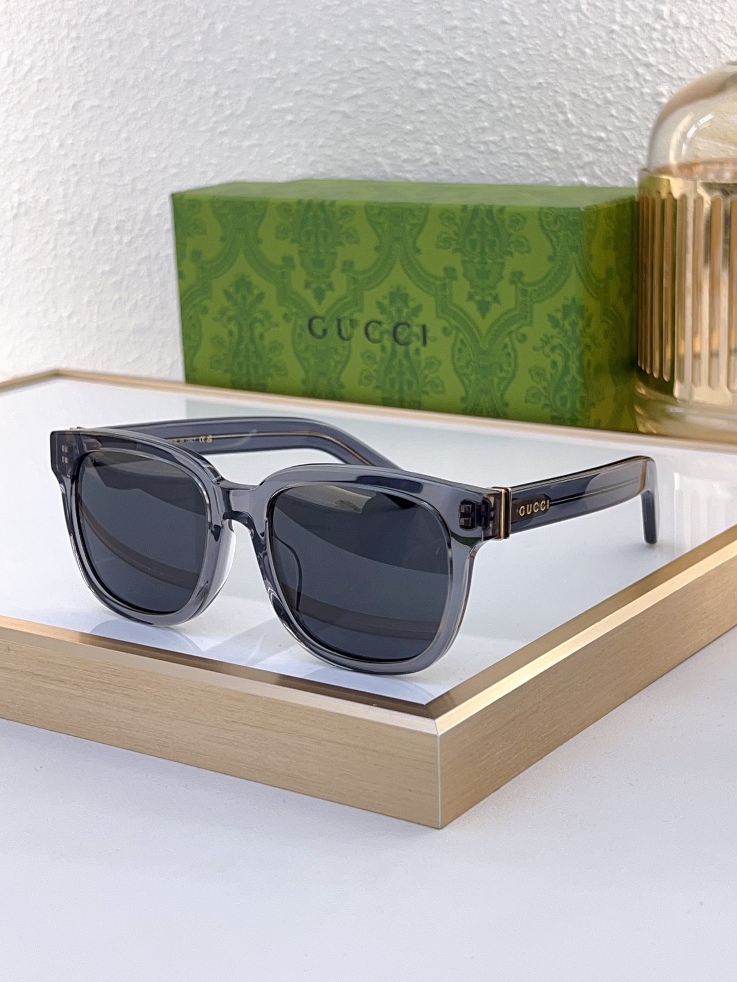 Gucci Square Tortoiseshell Acetate Sunglasses with Brown Lenses - GG1315S