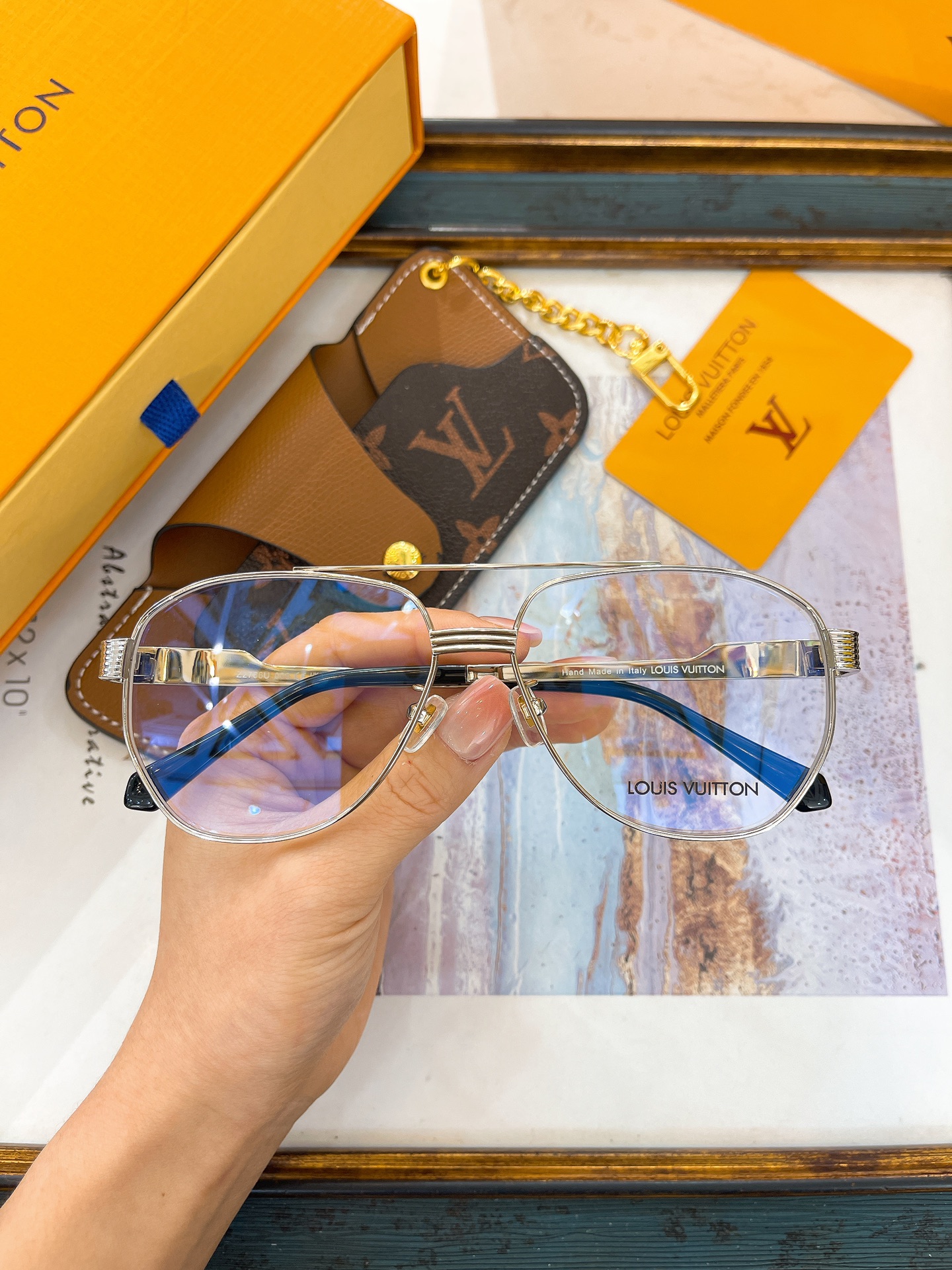 Louis Vuitton Aviator Metal Sunglasses with Monogram & Damier Print Gradient Lenses, Gold - Tone Frame - Z1815E