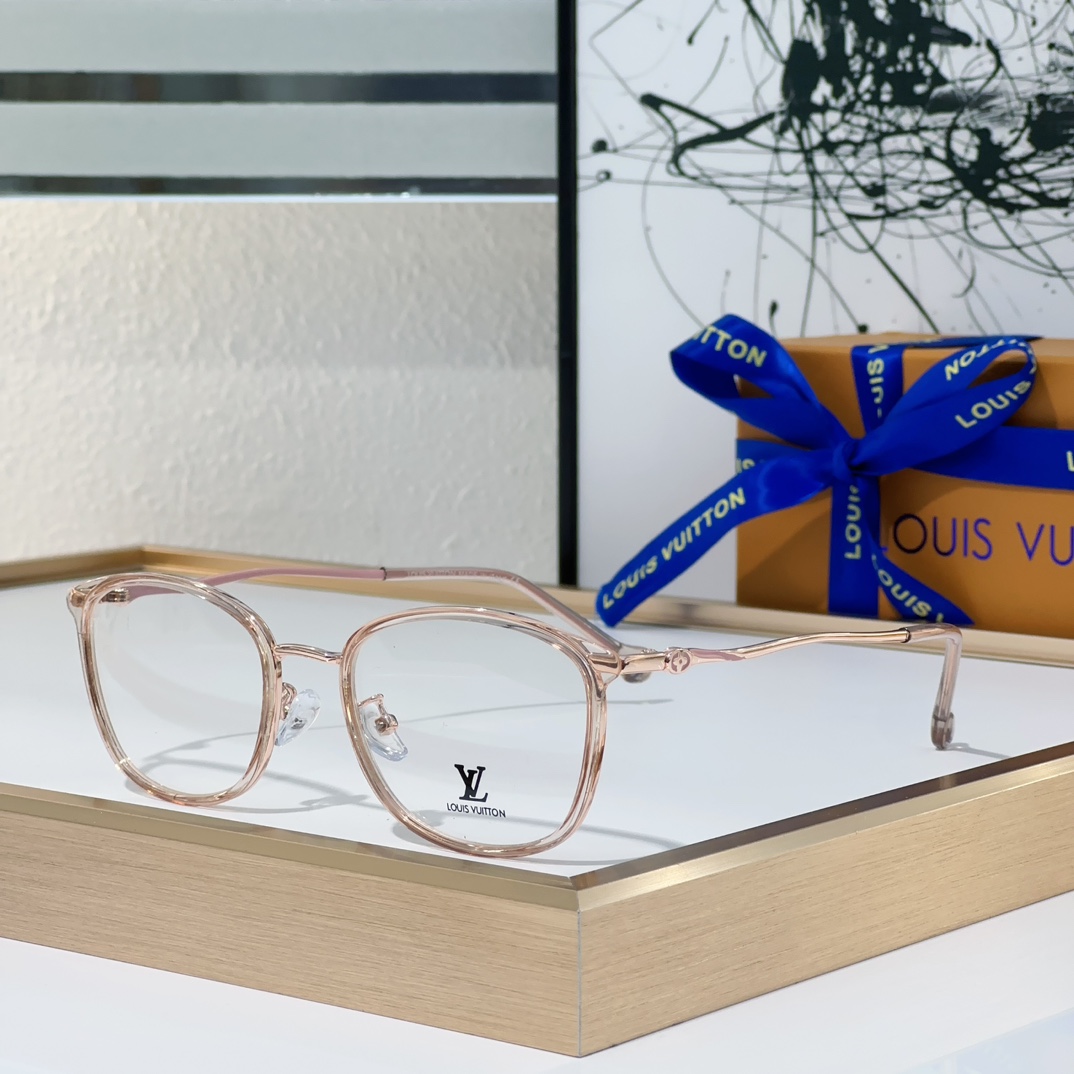 Louis Vuitton Square Semi - Rimless Optical Glasses with Black Acetate, Silver Metal & LV Motifs - Z1769E