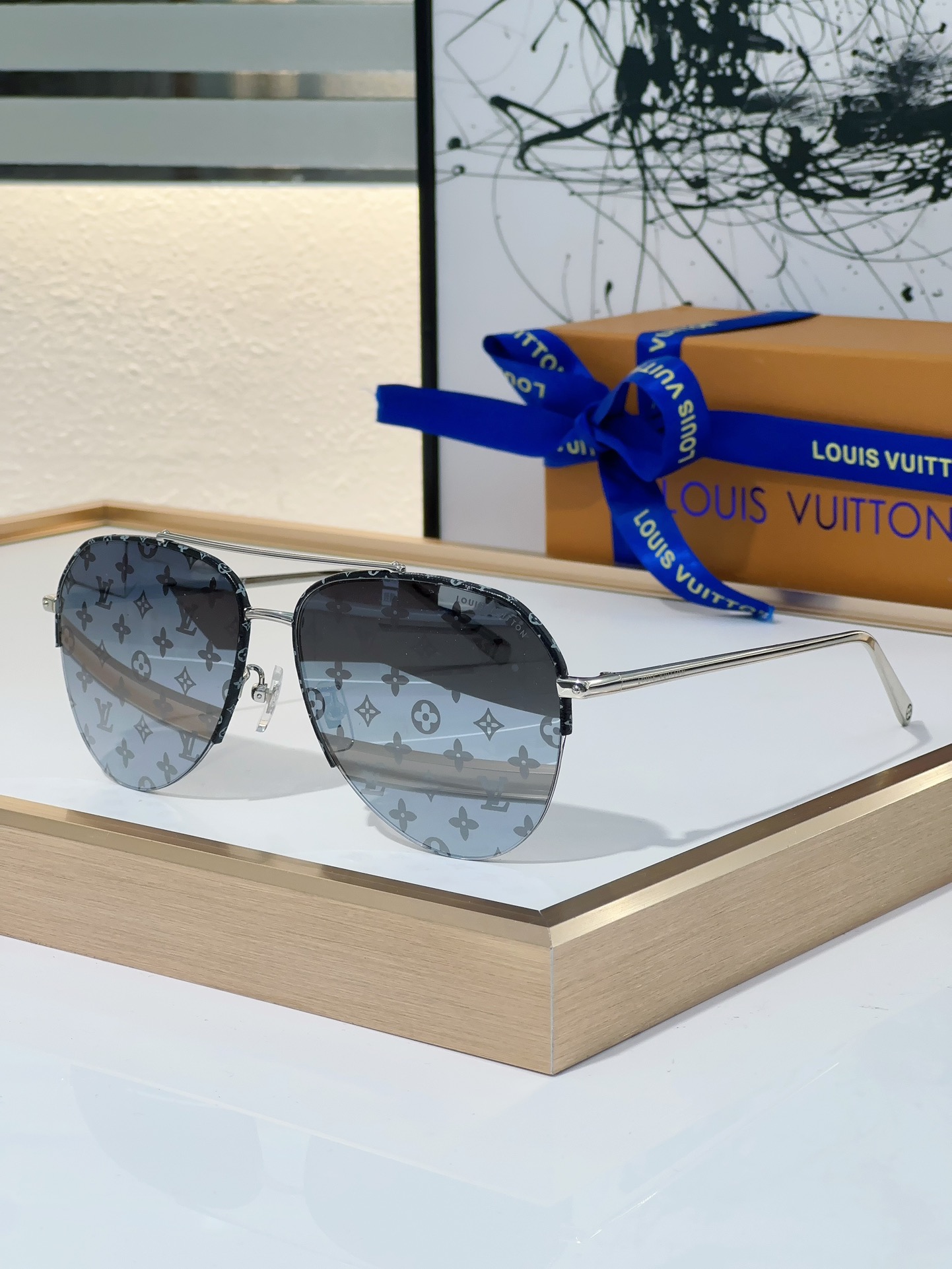 Louis Vuitton Z2090E Monogram Aviator Sunglasses