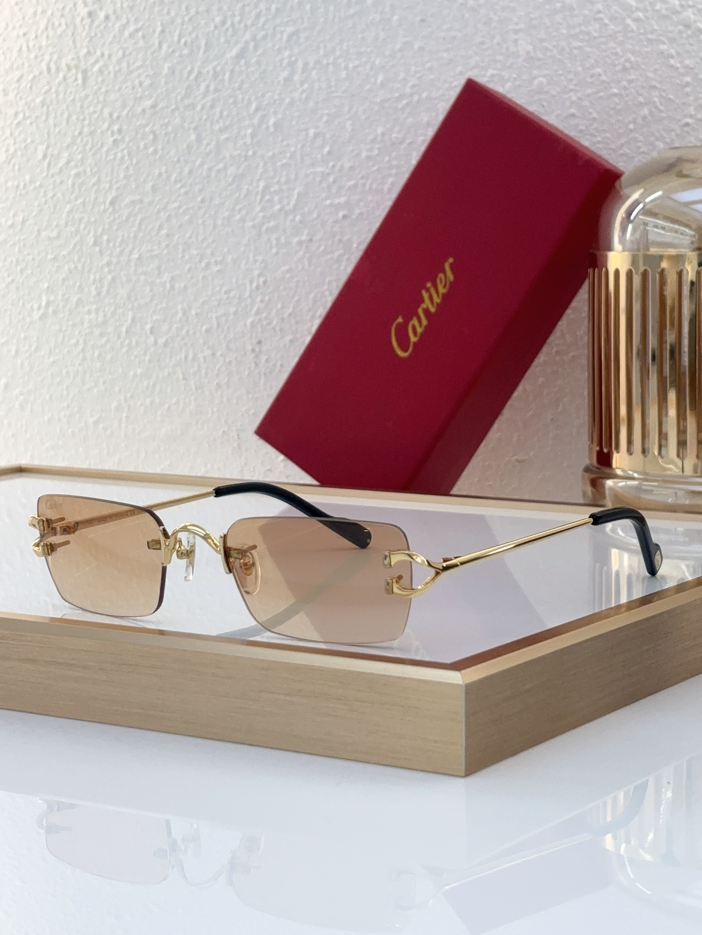 Cartier CT0685S Rimless Rectangular Sunglasses