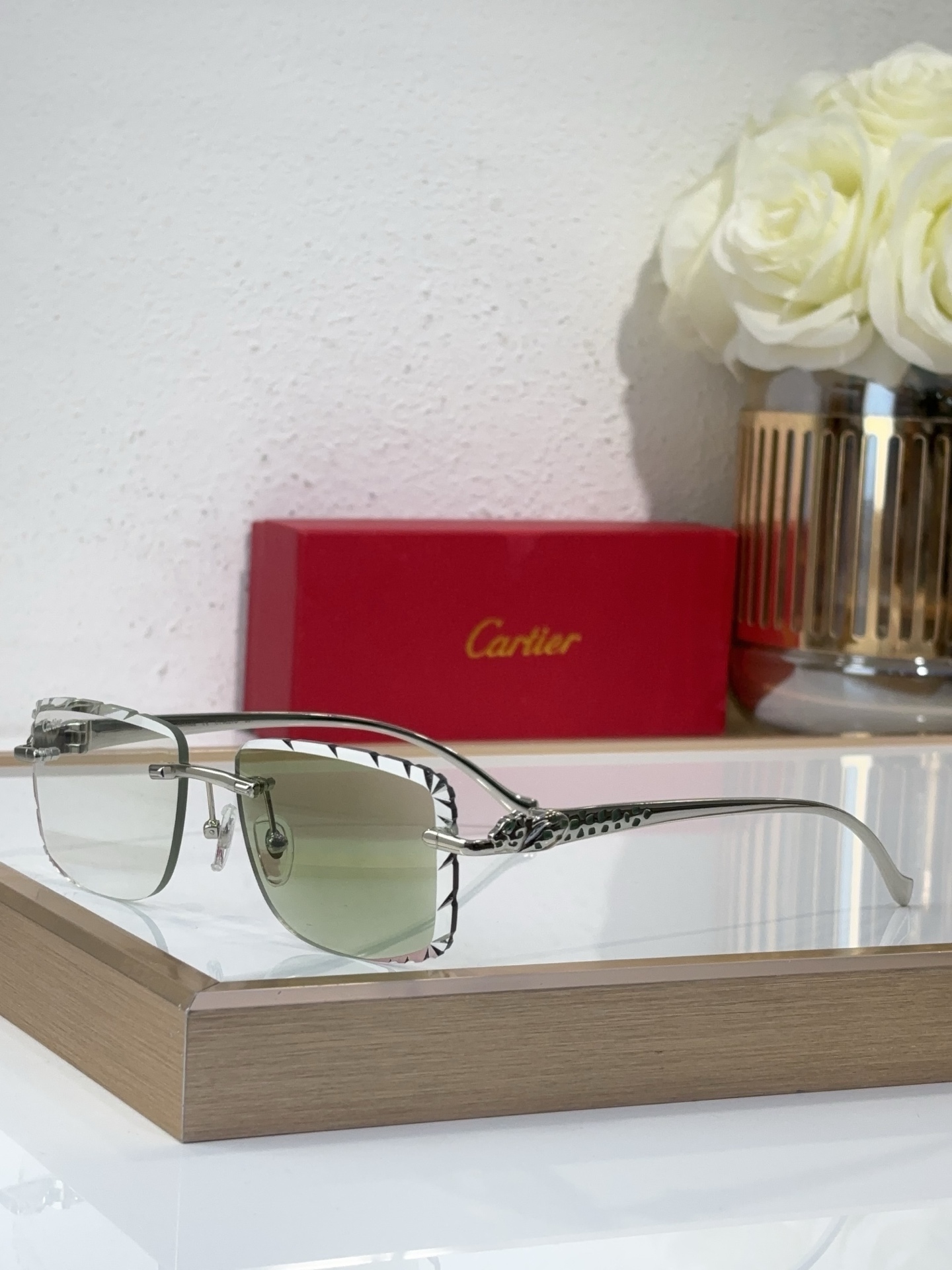 Cartier CT0682S Semi - Rimless Square Sunglasses