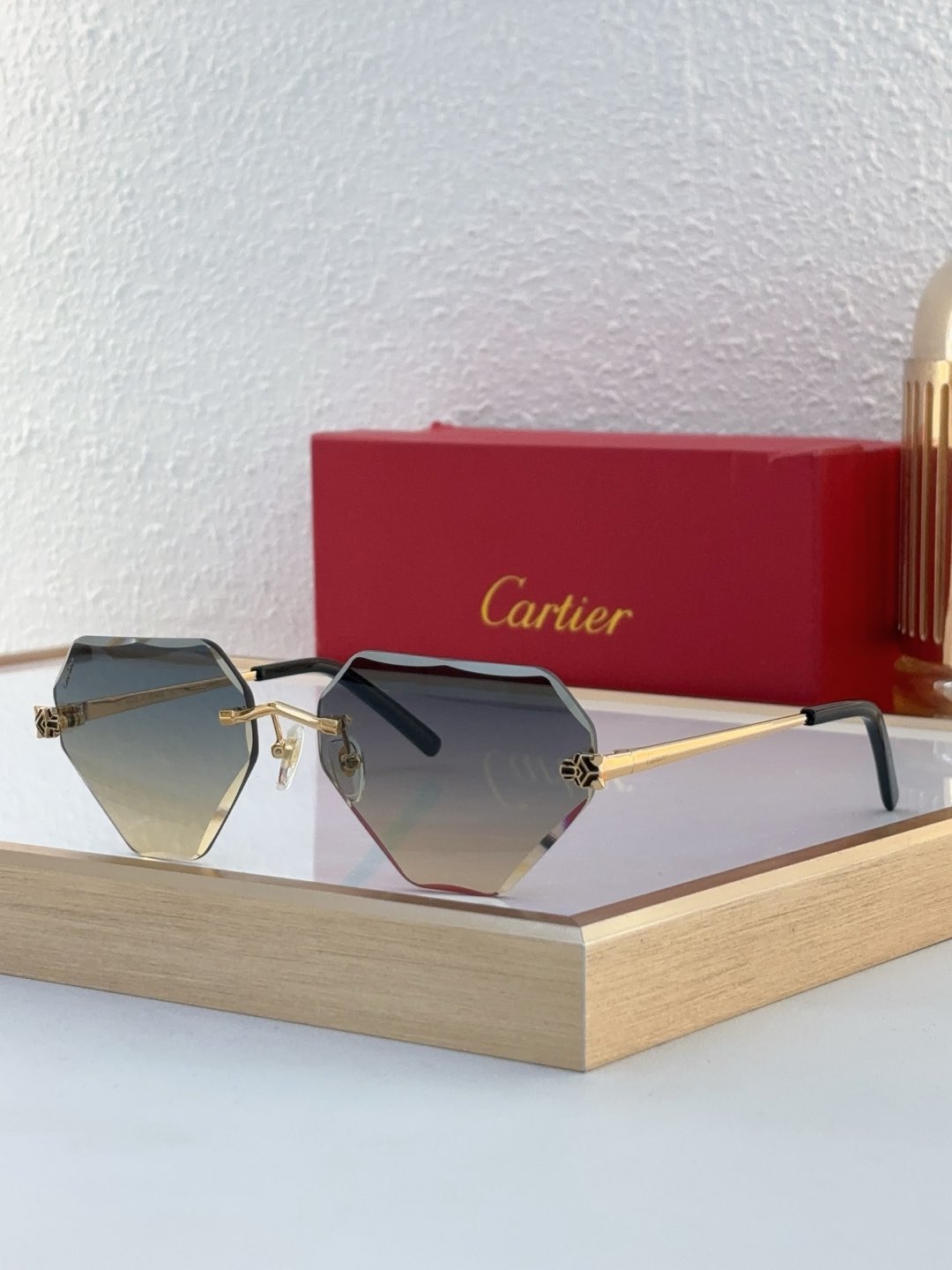 Cartier CT0661S Rimless Hexagonal Sunglasses