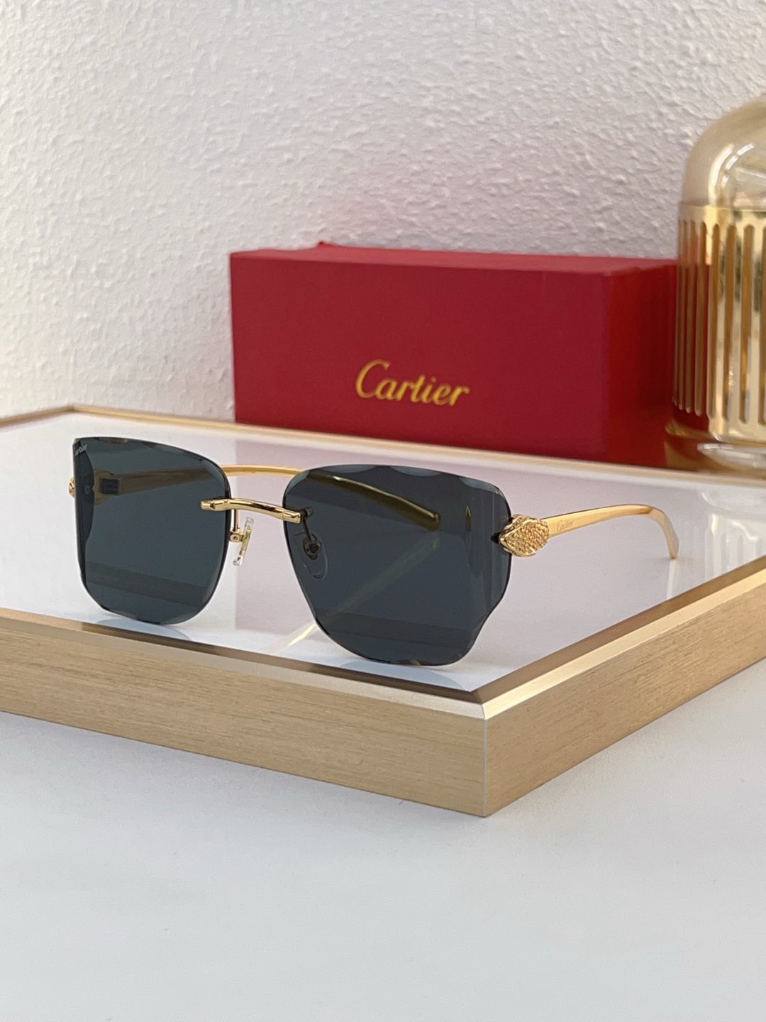 Cartier CT0644S Rimless Irregular - Square Sunglasses