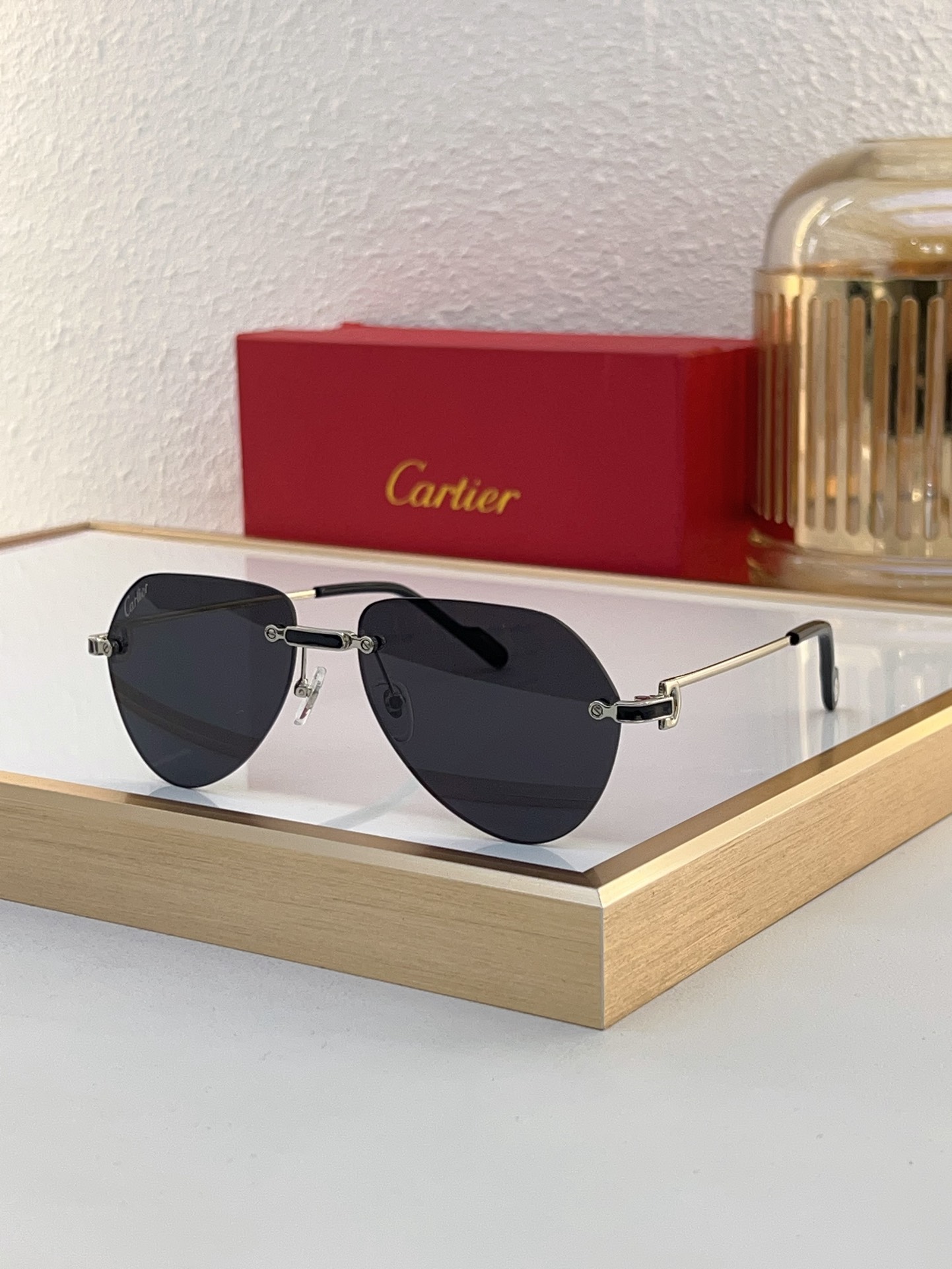 Cartier CT0629S Rimless Aviator Sunglasses