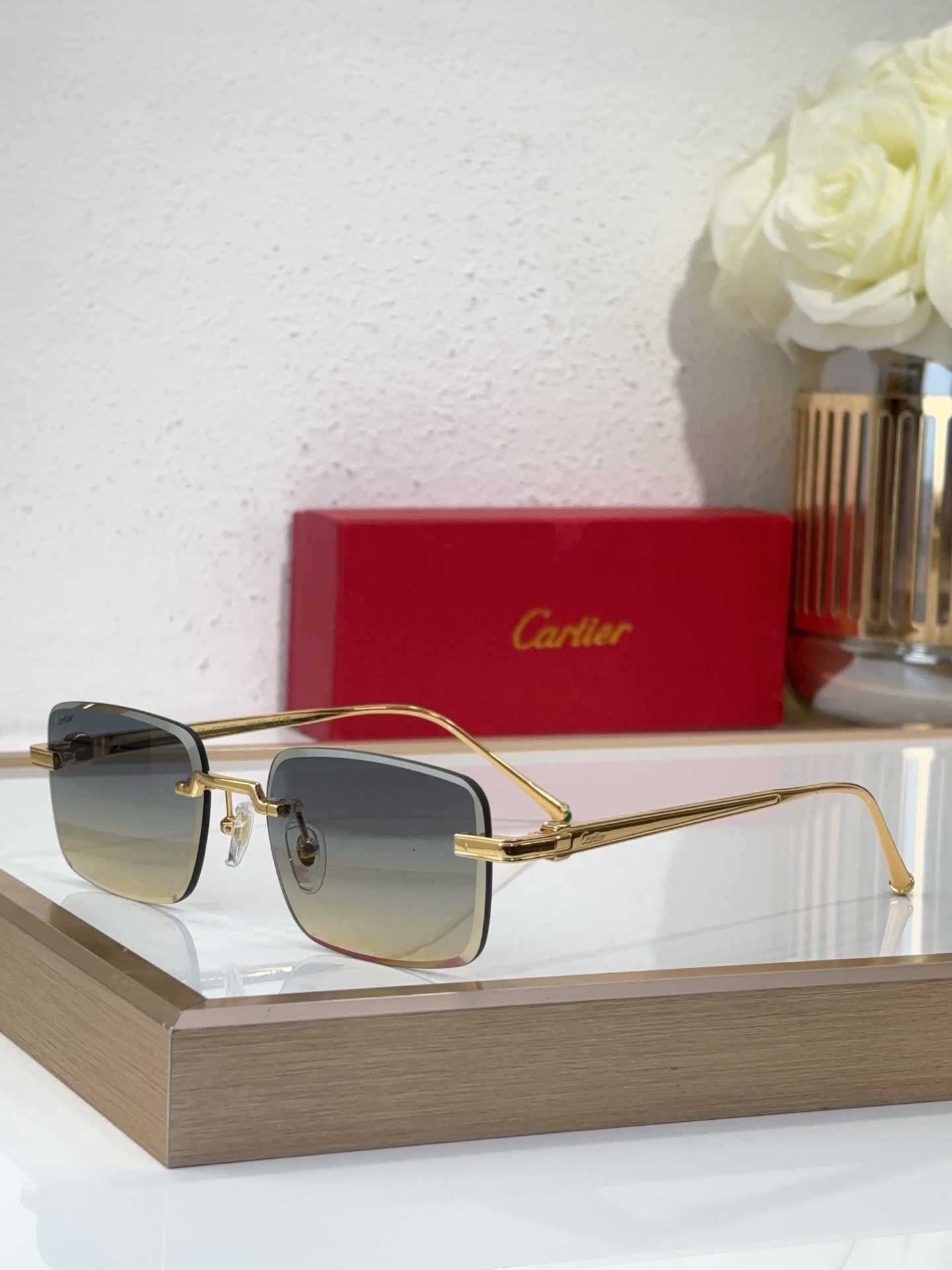 Cartier CT0607S Rimless Square - Shaped Sunglasses