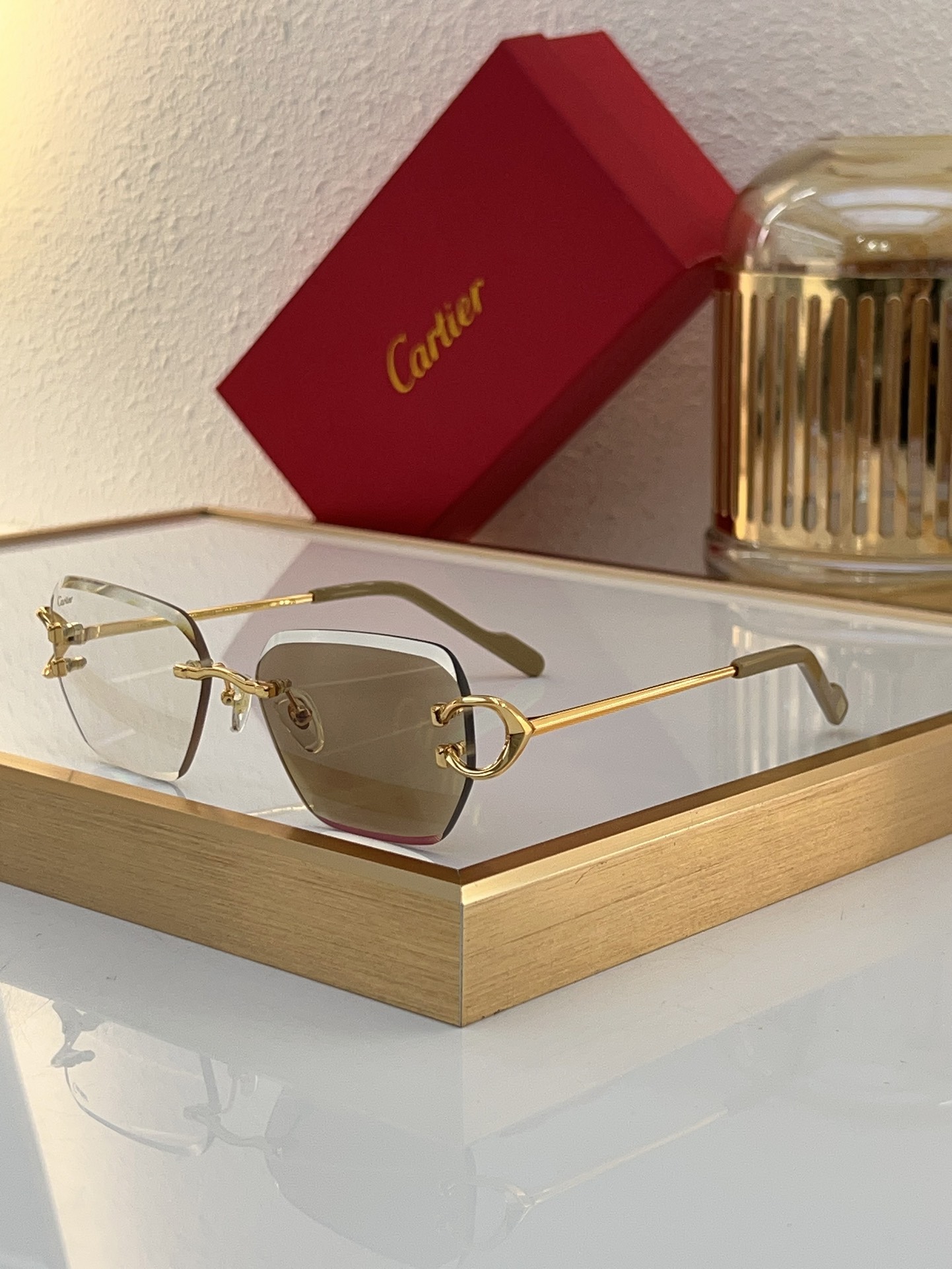 Cartier CT0602S Rimless Square - Shaped Sunglasses