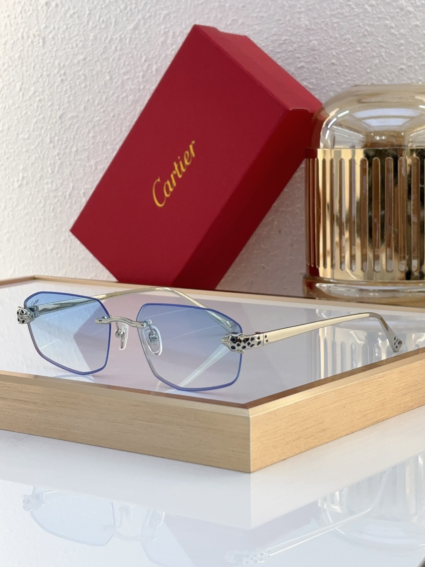 Cartier CT0597S Panthère - Inspired Rimless Sunglasses