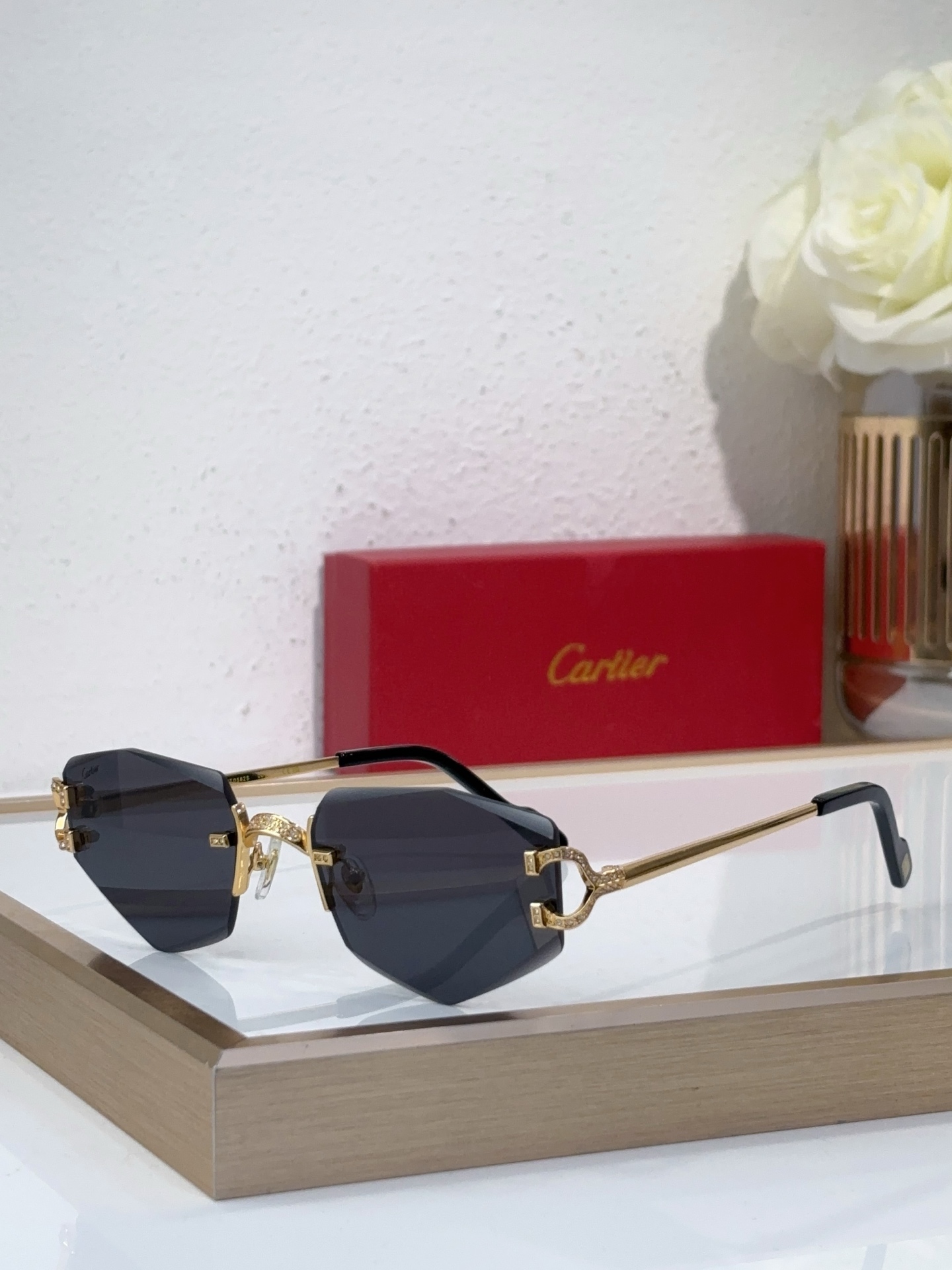 Cartier CT0596S Rimless Irregular - Shaped Sunglasses