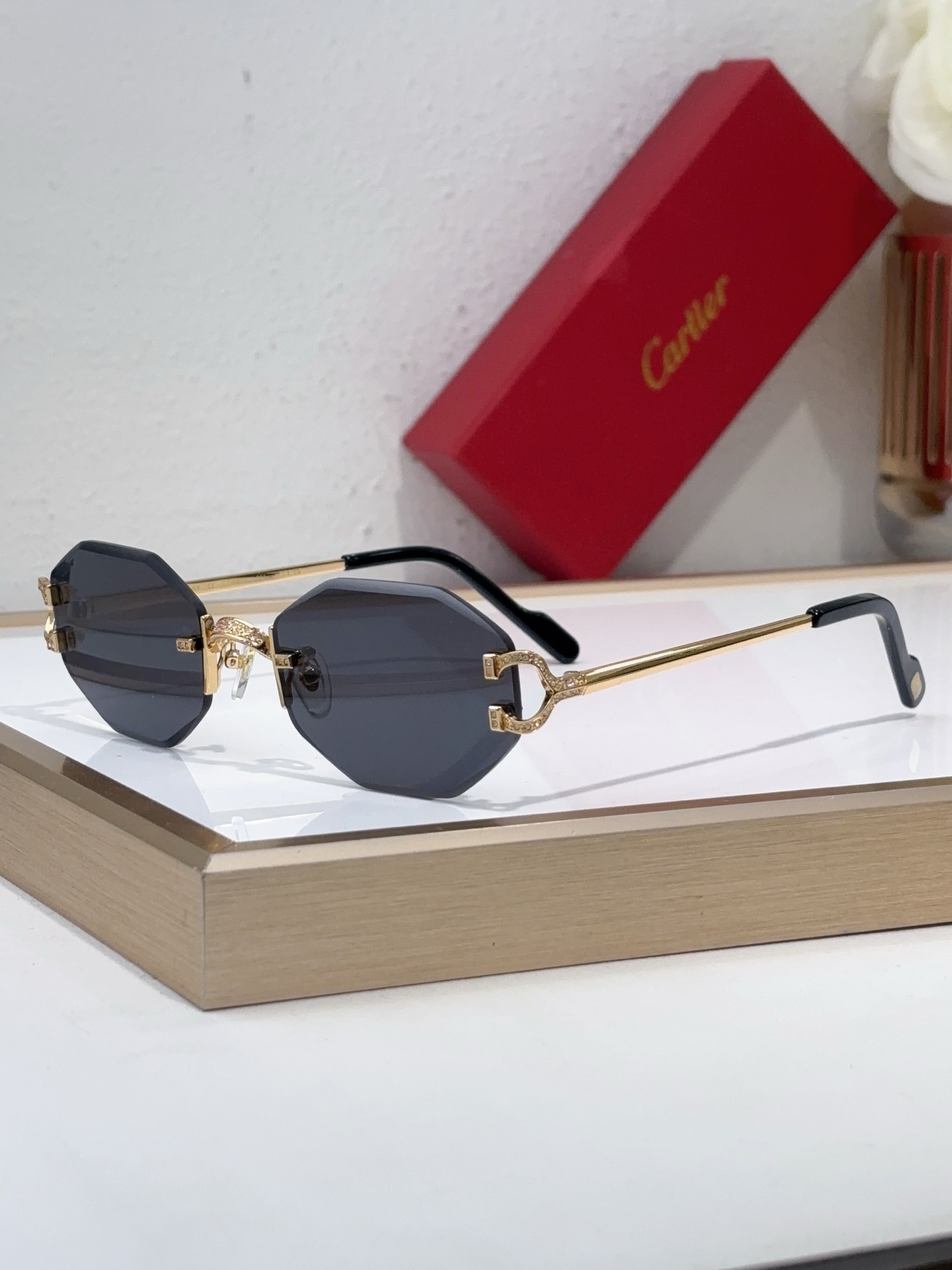 Cartier CT0595S Rimless Irregular - Shaped Sunglasses