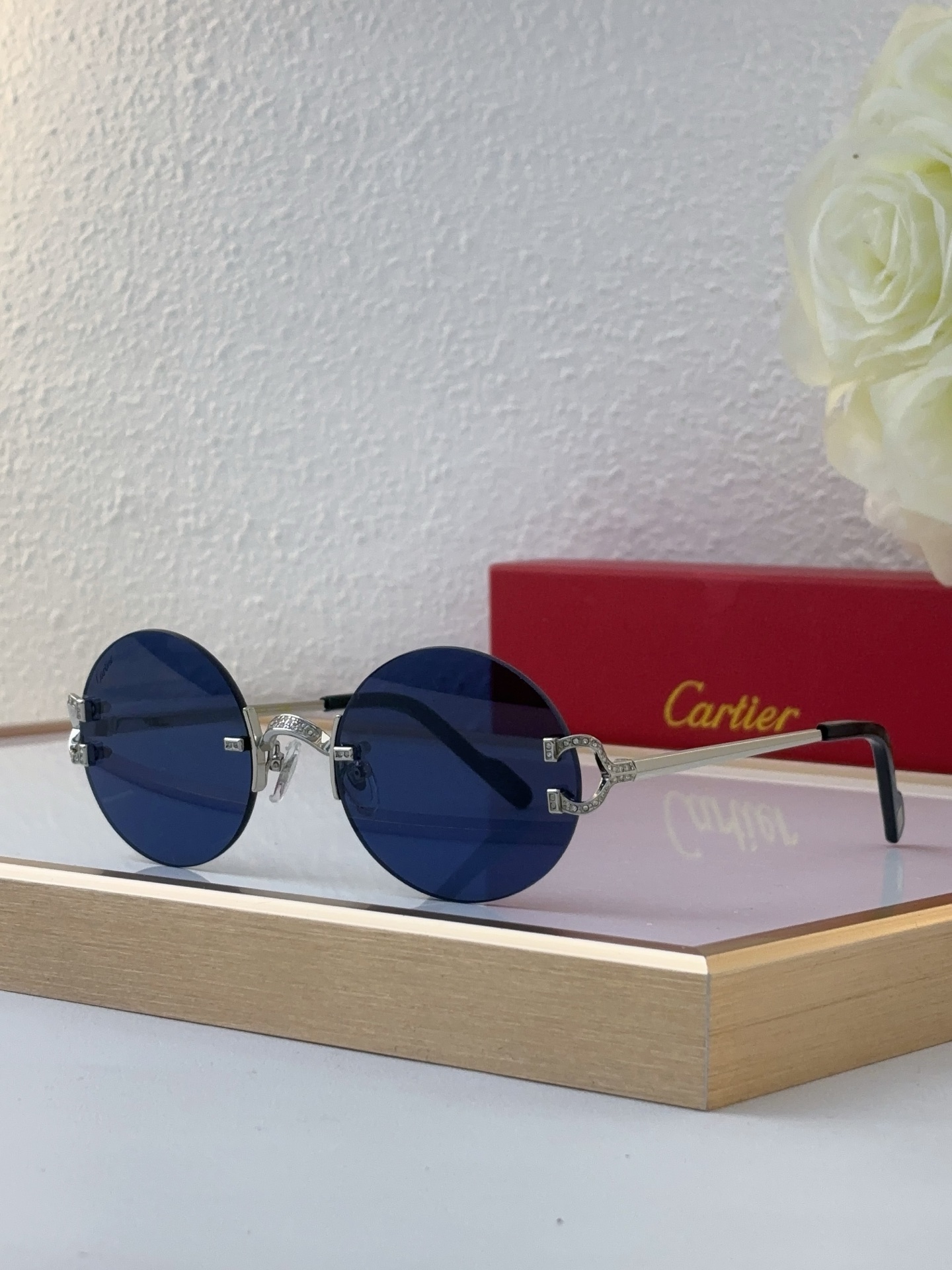 Cartier CT0591S Rimless Round - Shaped Sunglasses