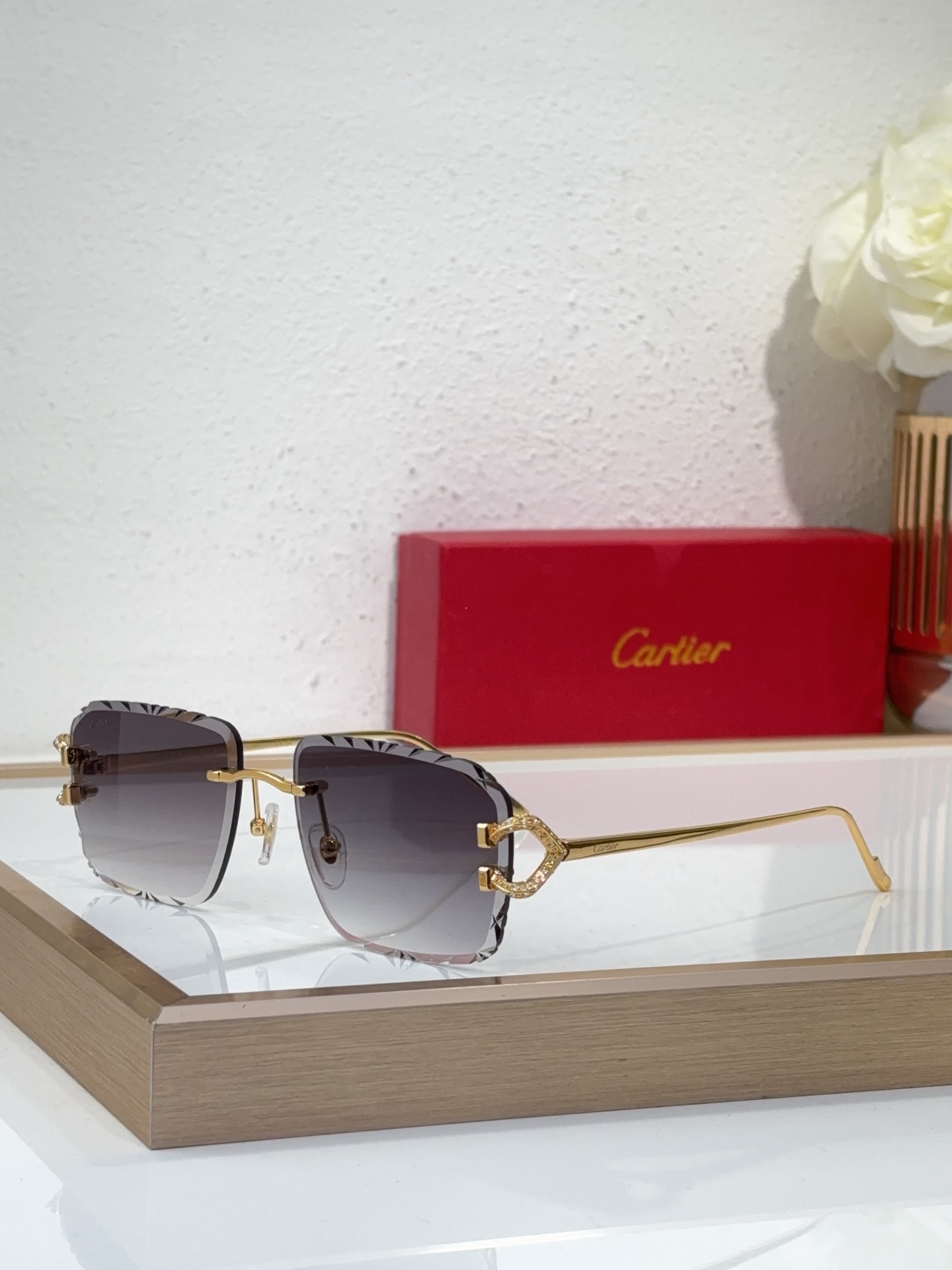 Cartier CT0589S Rimless Irregular - Shaped Sunglasses
