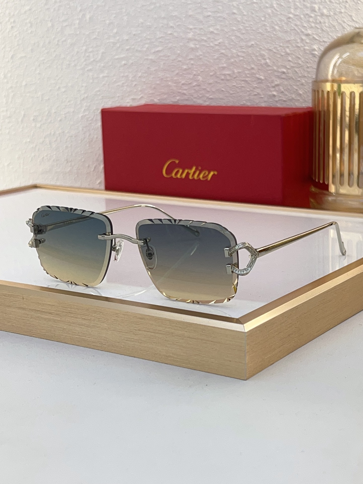 Cartier CT0589S Rimless Irregular - Shaped Sunglasses