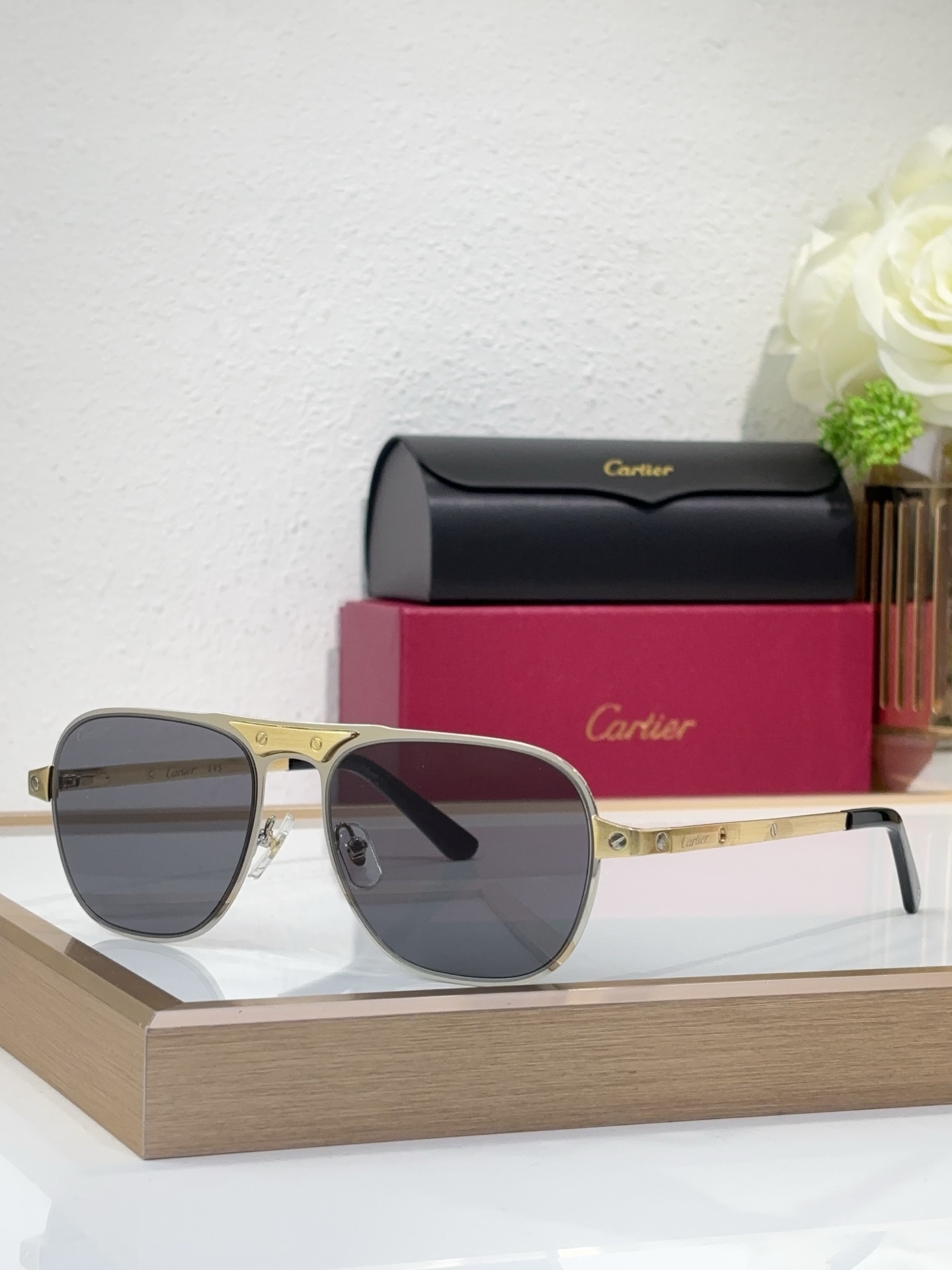 Cartier CT0030S Aviator - Style Metal - Framed Sunglasses