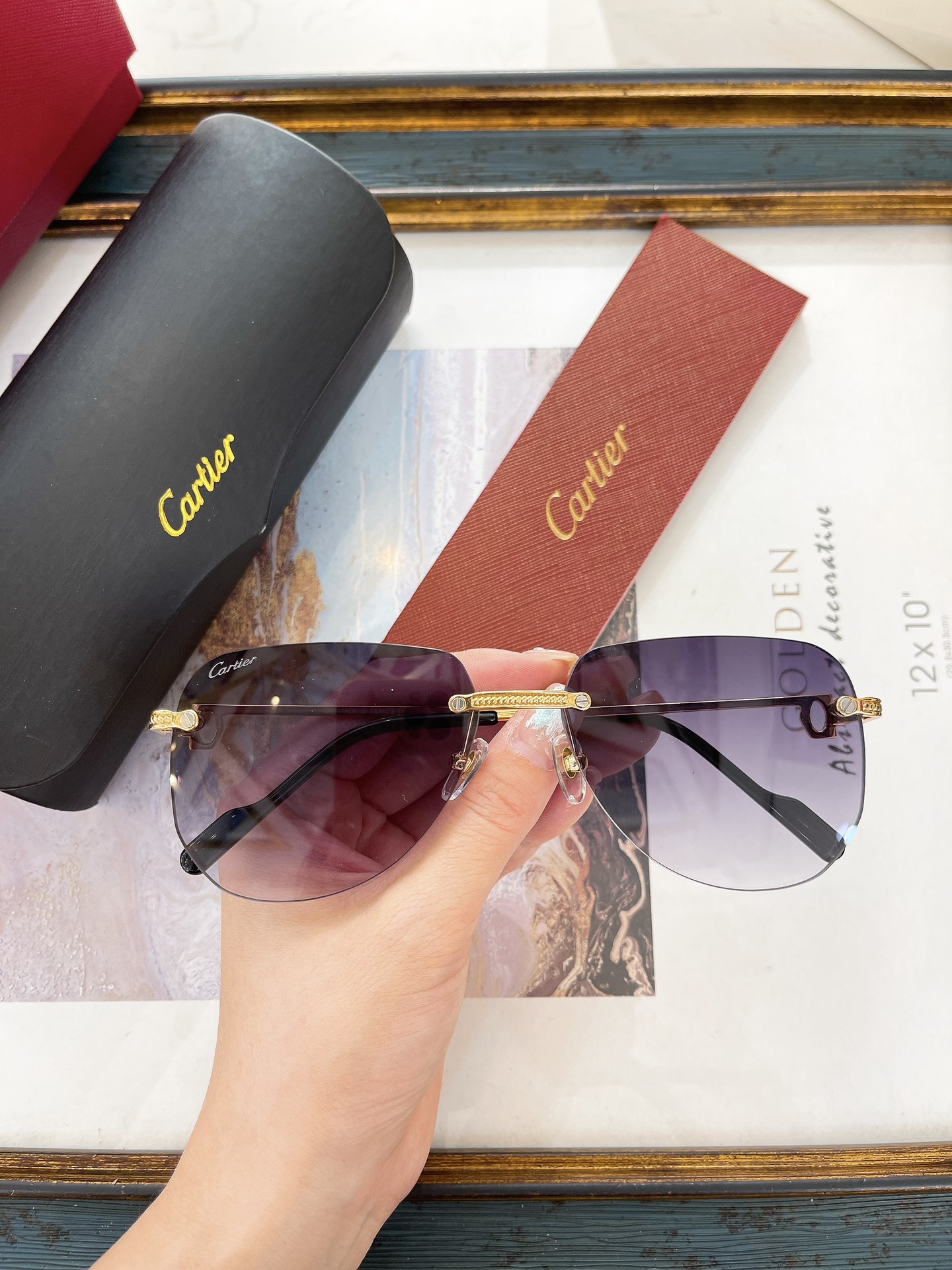 Cartier CT0026S Rimless Aviator - Inspired Sunglasses