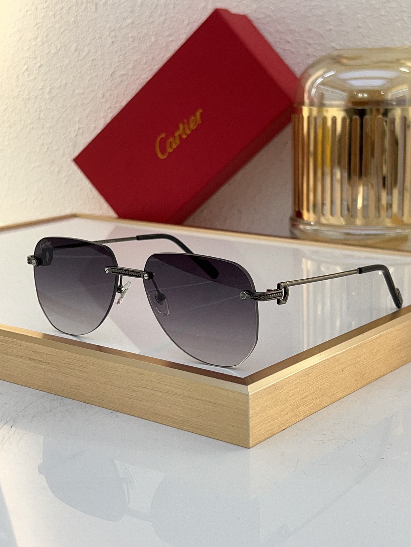 Cartier CT0023S Rimless Aviator - Style Sunglasses