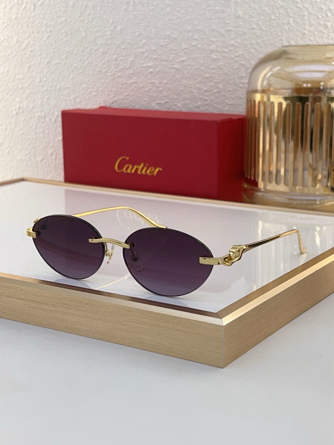 Cartier CT0287O Rimless Oval Sunglasses