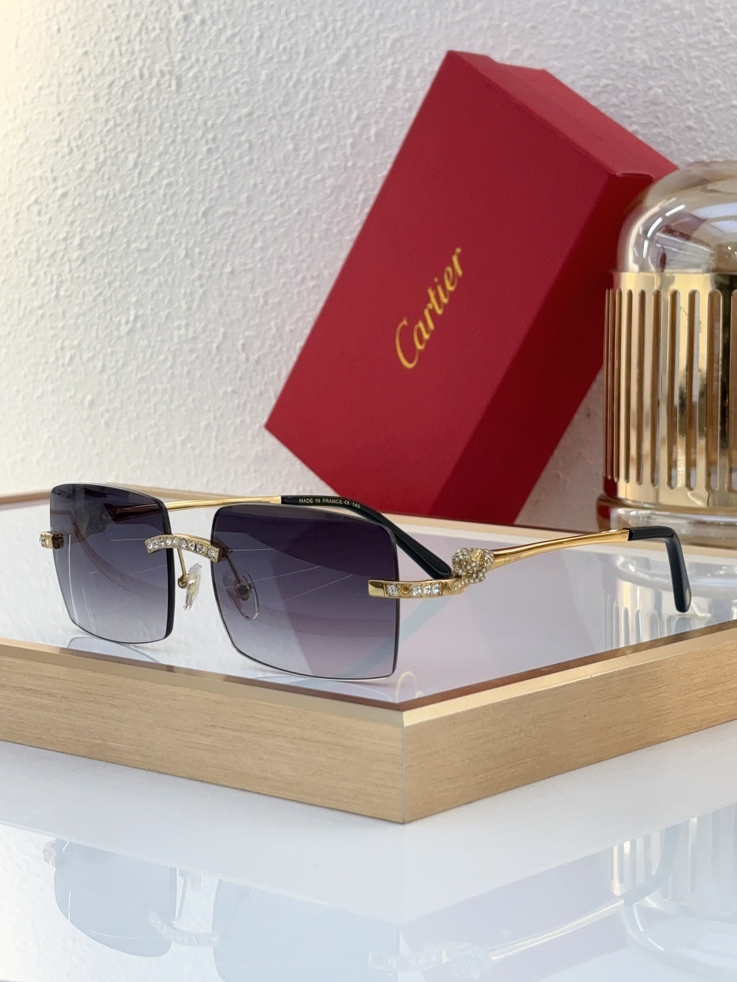Cartier CT0626S Rimless Square Diamond - Accent Sunglasses