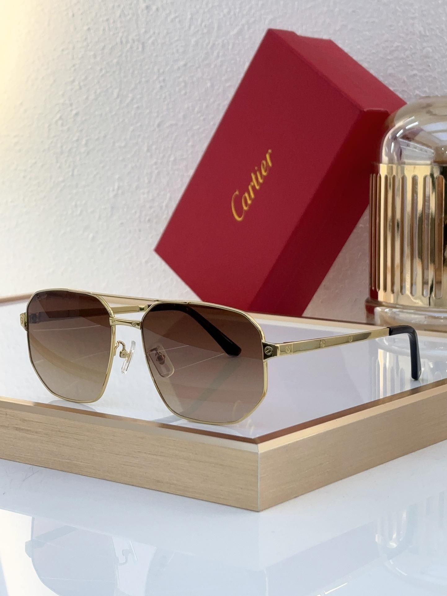 Cartier CT0425S Double-Bridge Aviator Sunglasses