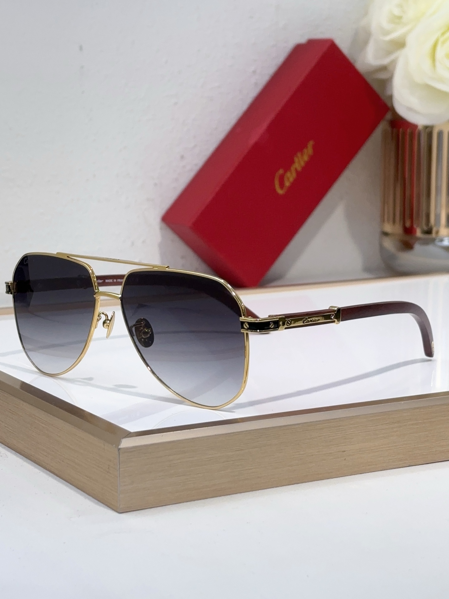 Cartier CT0515S Santos Pilot Sunglasses