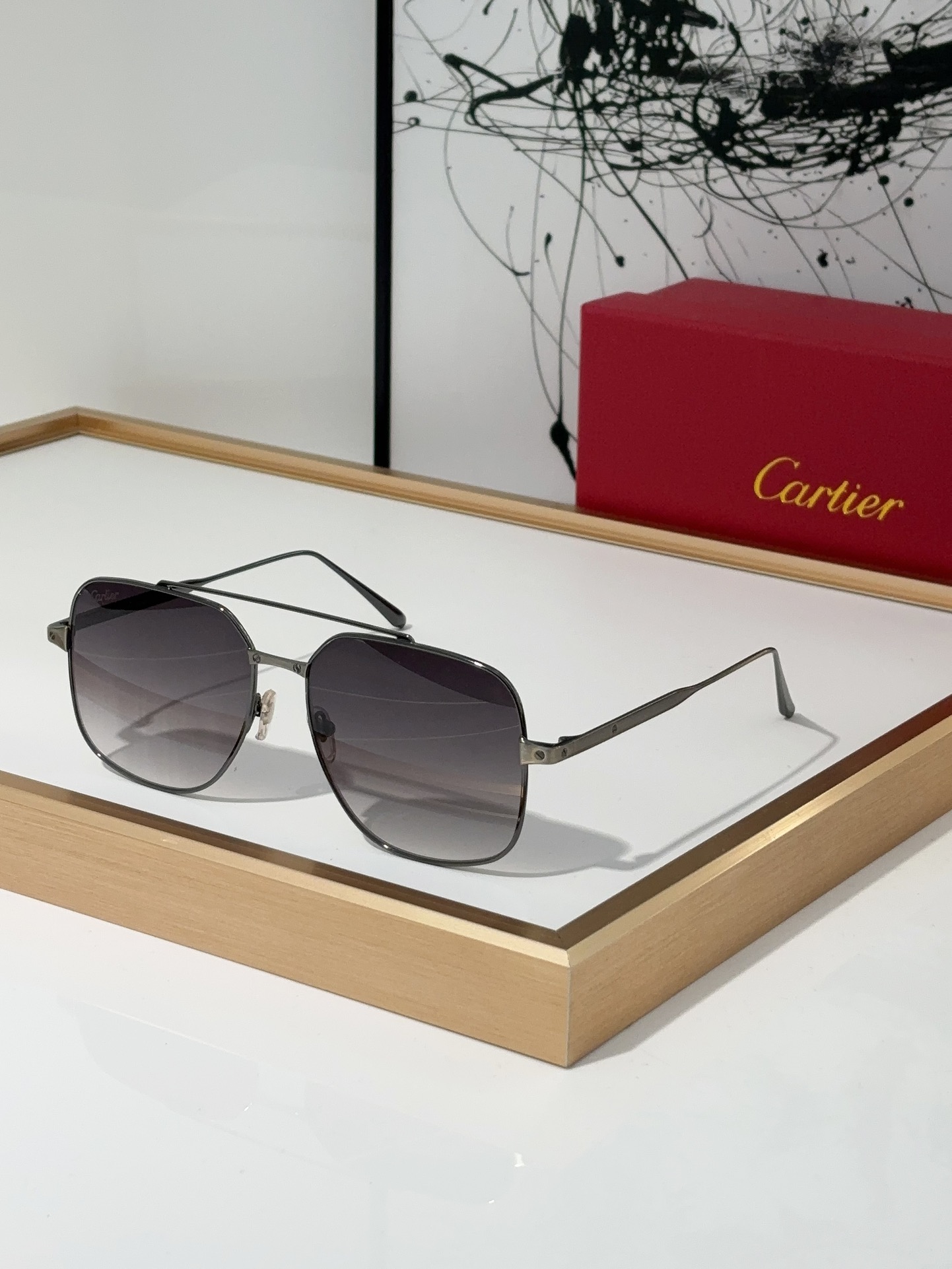 Cartier CT0329S Rectangular Gradient-Lens Sunglasses