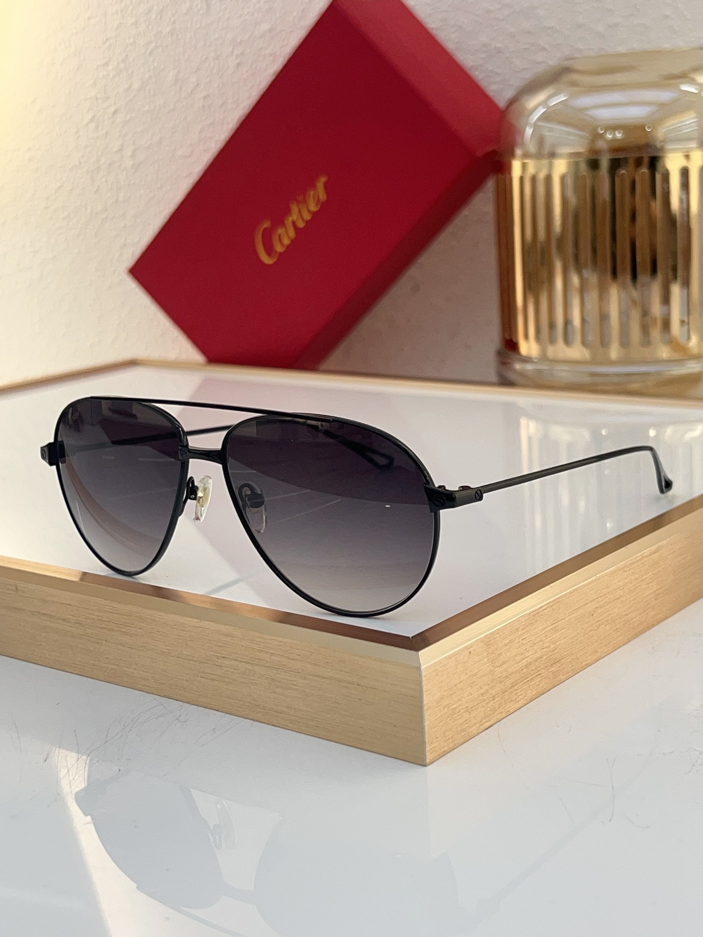 Cartier CT0298S Pilot-Style Gradient Lens Sunglasses