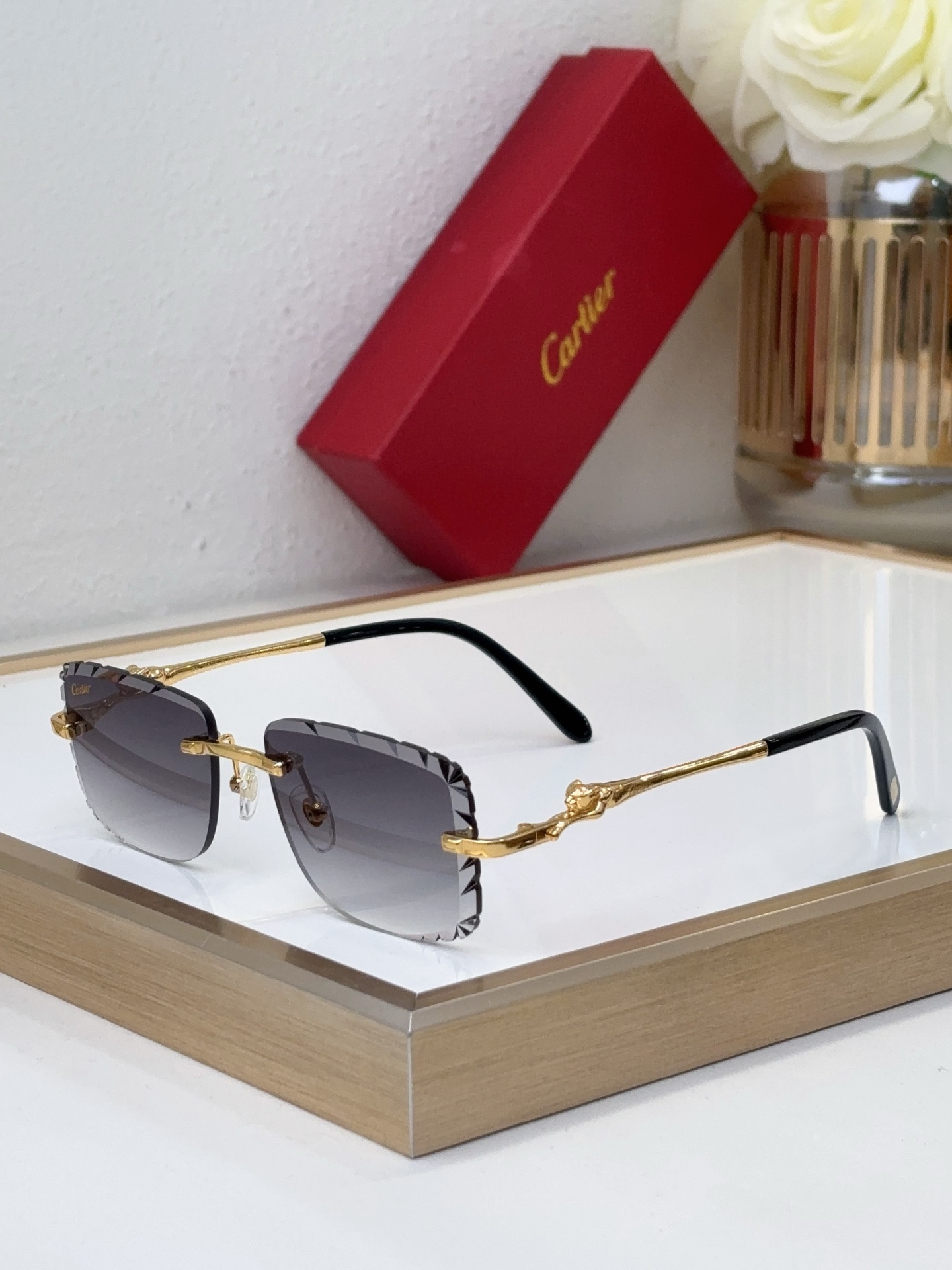 Cartier CT0281O Gradient Lens Rimless Sunglasses