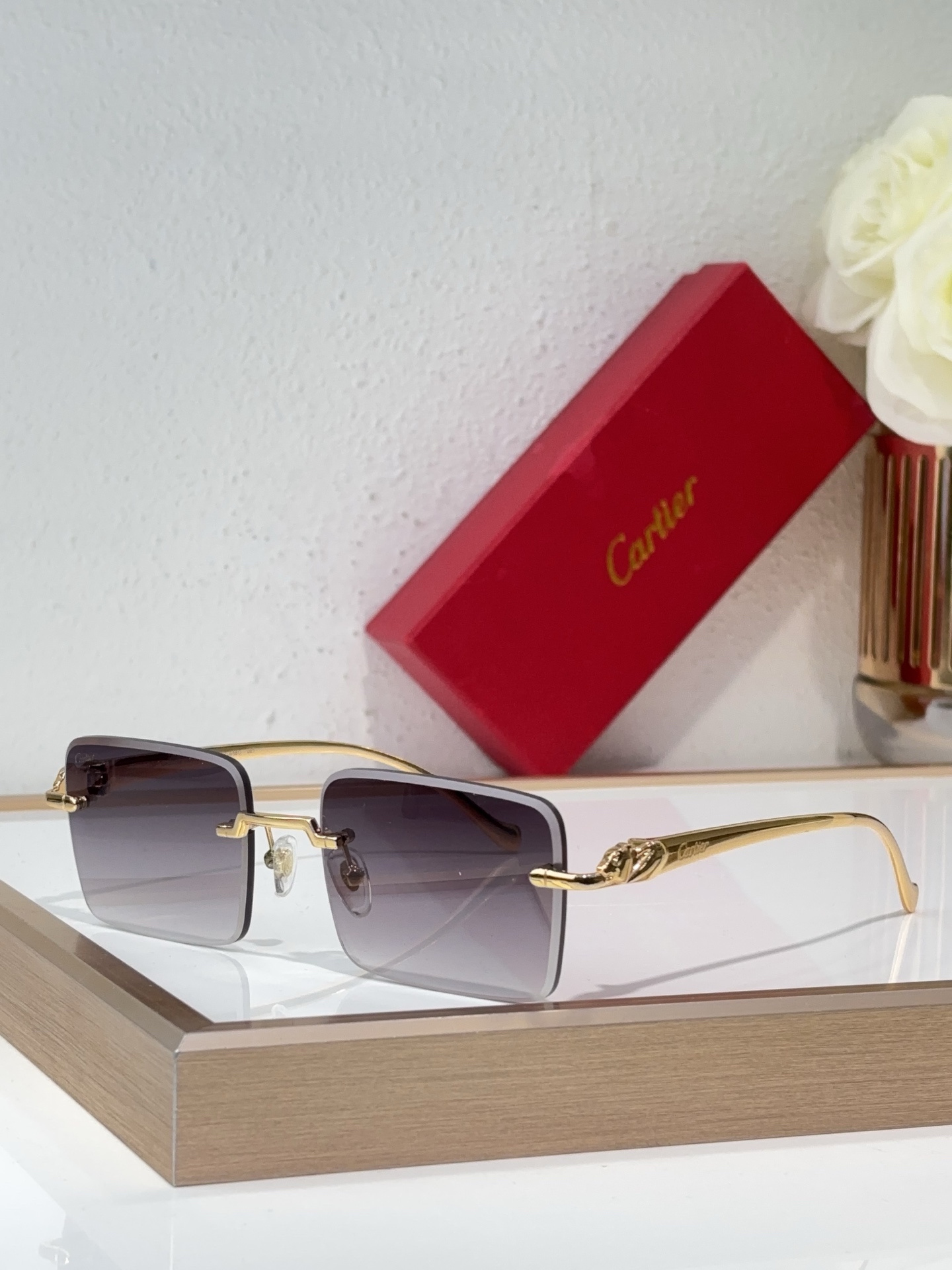 Cartier CT0058O Gradient Tint Rimless Sunglasses