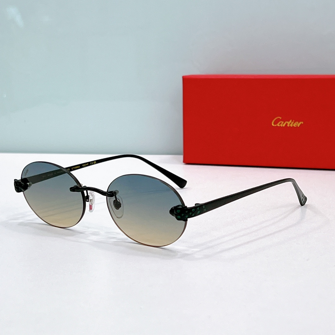 Cartier CT0586S Gradient Oval Rimless Sunglasses
