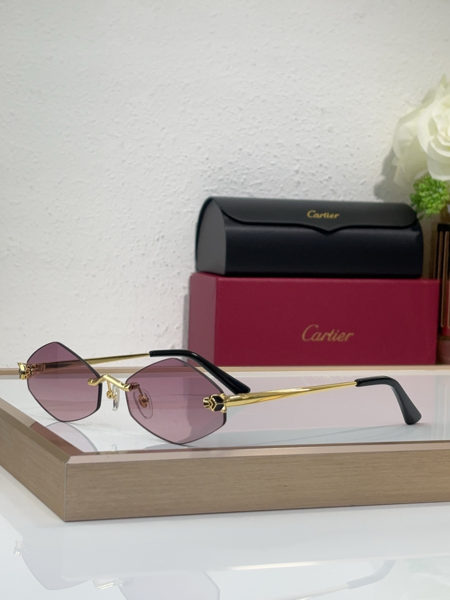 Cartier CT0433S Panthère de Cartier Rimless Sunglasses