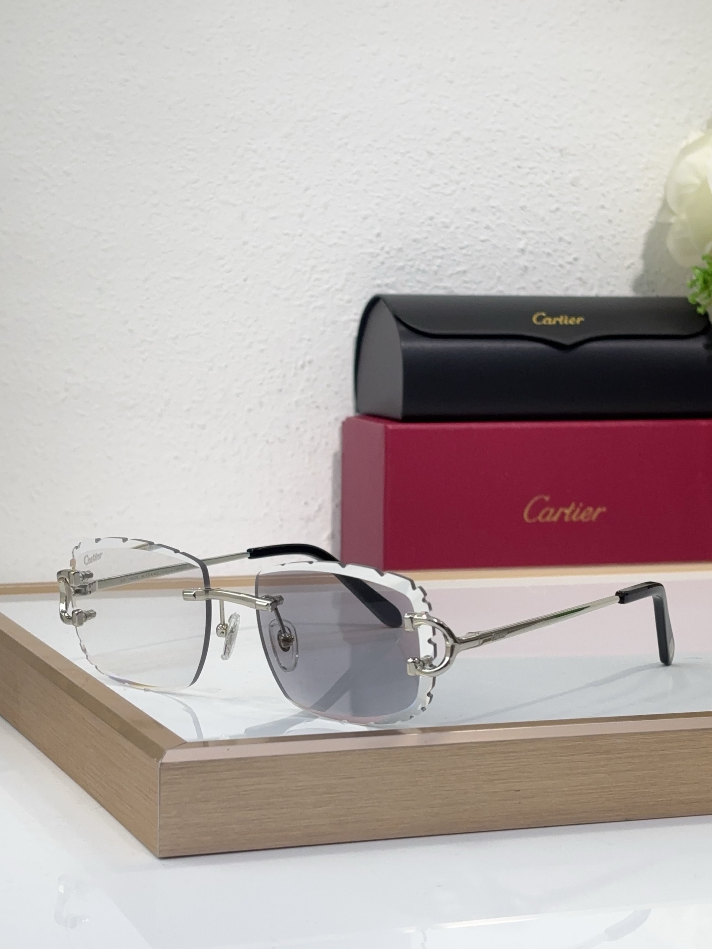 Cartier CT0092O Godron Décor Rimless Optical Glasses