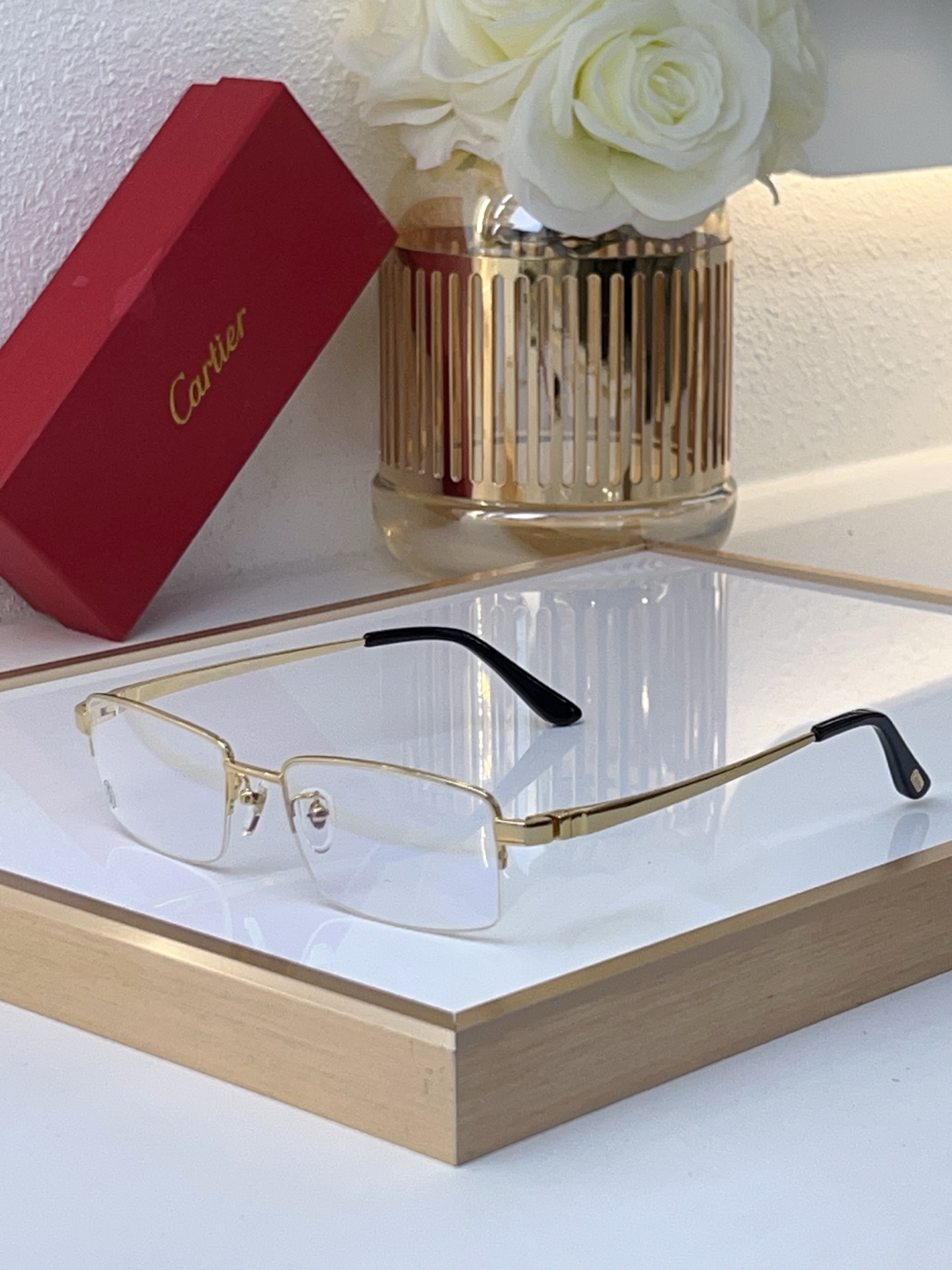 Cartier 8201006 Semi-Rimless Rectangular Eyeglasses